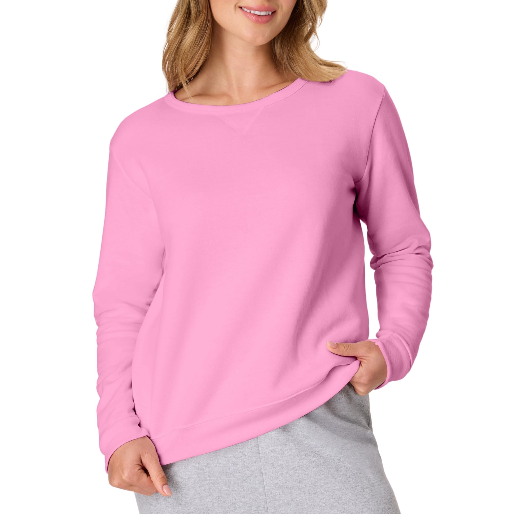Hanes womens Crewneck Sweatshirt, Ecosmart Fleece Pullover With V-notch, Sweatshirt for Women