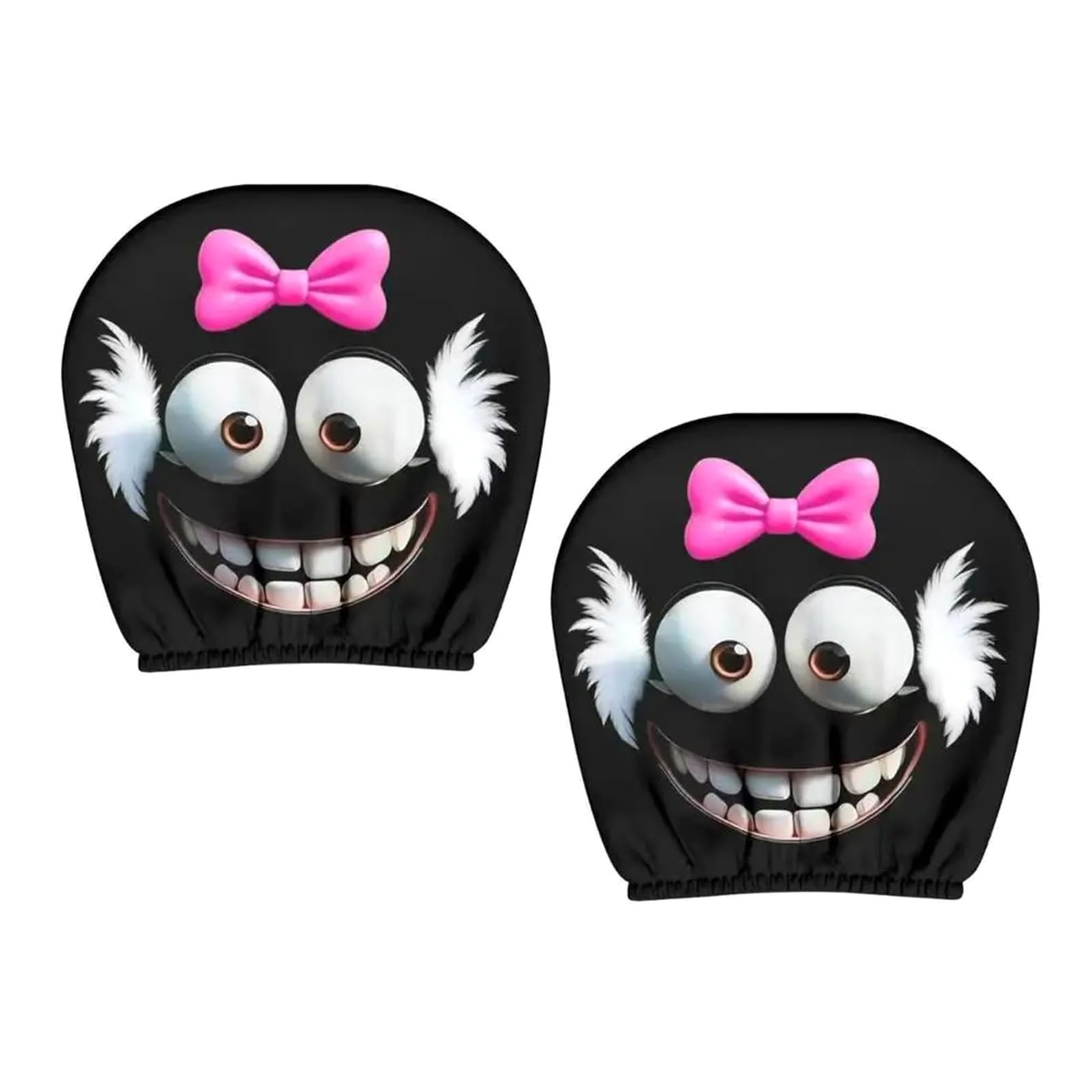 HDOYTXXM 2 Car Headrest Covers Cartoon Face Flexible Stretch for Most Vehicles Washable Tear Resistant Seat Pillow Protectors Cartoon Headrest Cover for