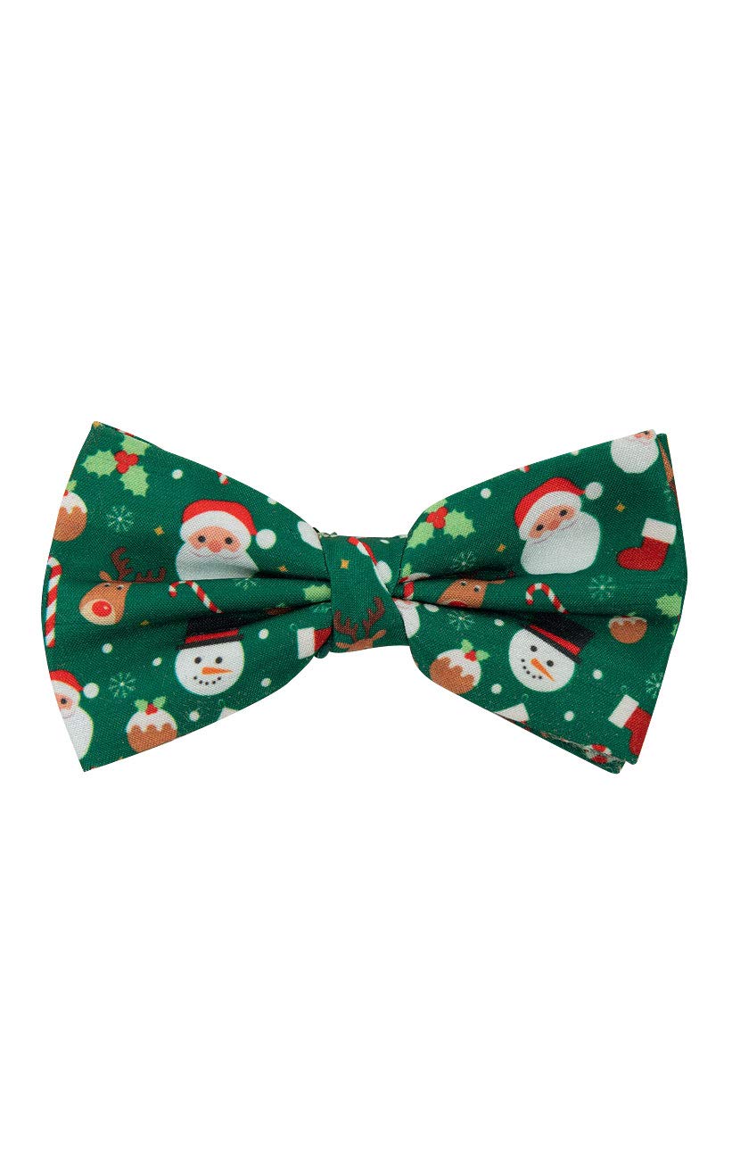 Dobell Mens Green Santa and Friends Christmas Bow Tie Pre-Tied Novelty Festive Party