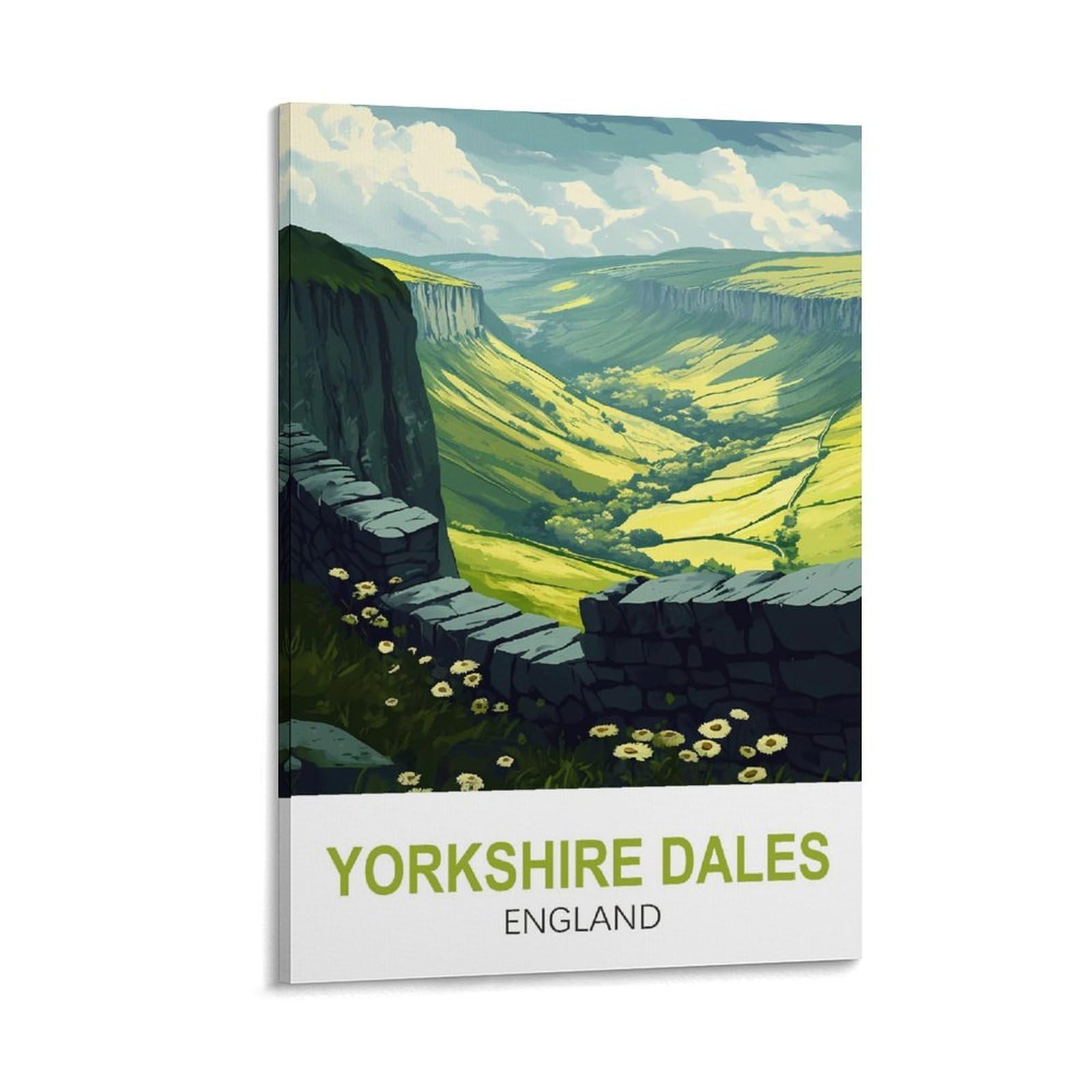 CLFMHNAS Yorkshire Dales England Vintage Travel Poster 20x30inch(50x75cm) Canvas Wall Art Prints