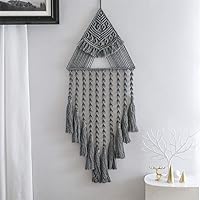 Vista 3 de Tapiz colgante de algodón tejido de macramé, decoración de pared hecha a mano, tapiz para decoración de pared del hogar, frontón de pared de 10.5 x