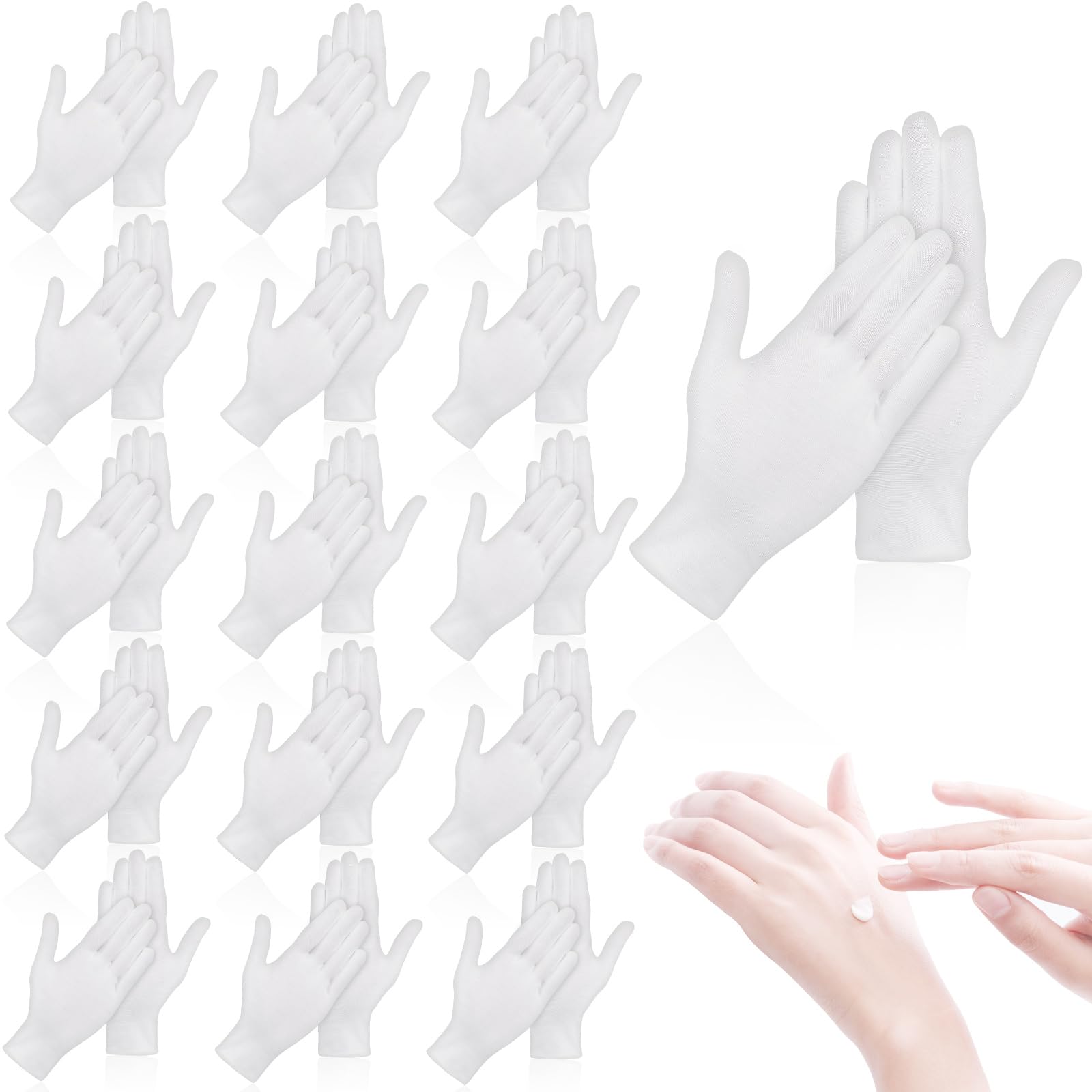 36 Pcs White Cotton Gloves for Dry Hands Sleeping Men Women Soft Sleep Gloves for Eczema and Moisturizing