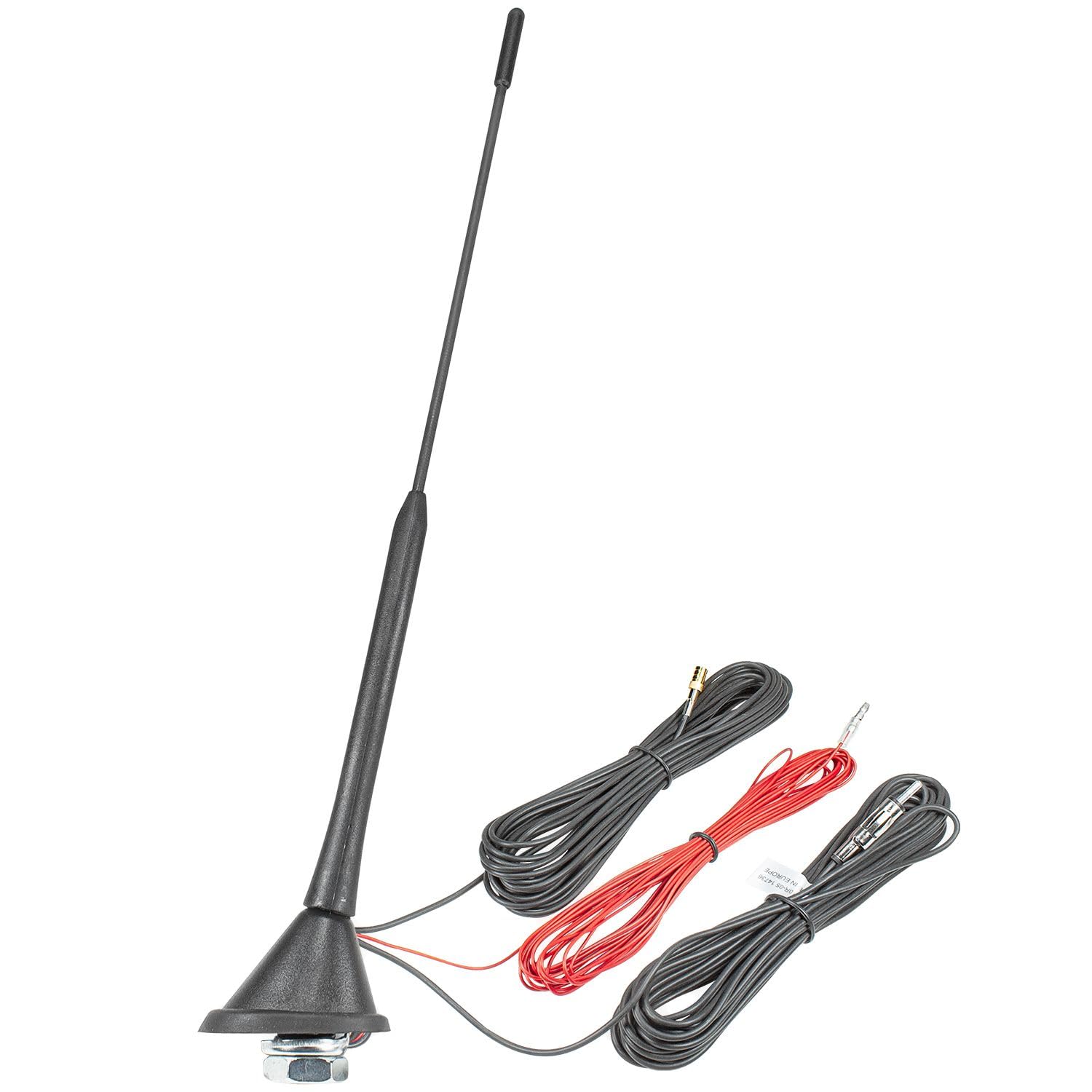tomzz Audio 1000-069 Antenne Dab pour Voiture, antenne de Toit combinée Dab+ FM AM avec amplificateur SMB DIN, Angle de 72 degrés, câble de 7,5 m, pour Break, Camping-Car et Caravane