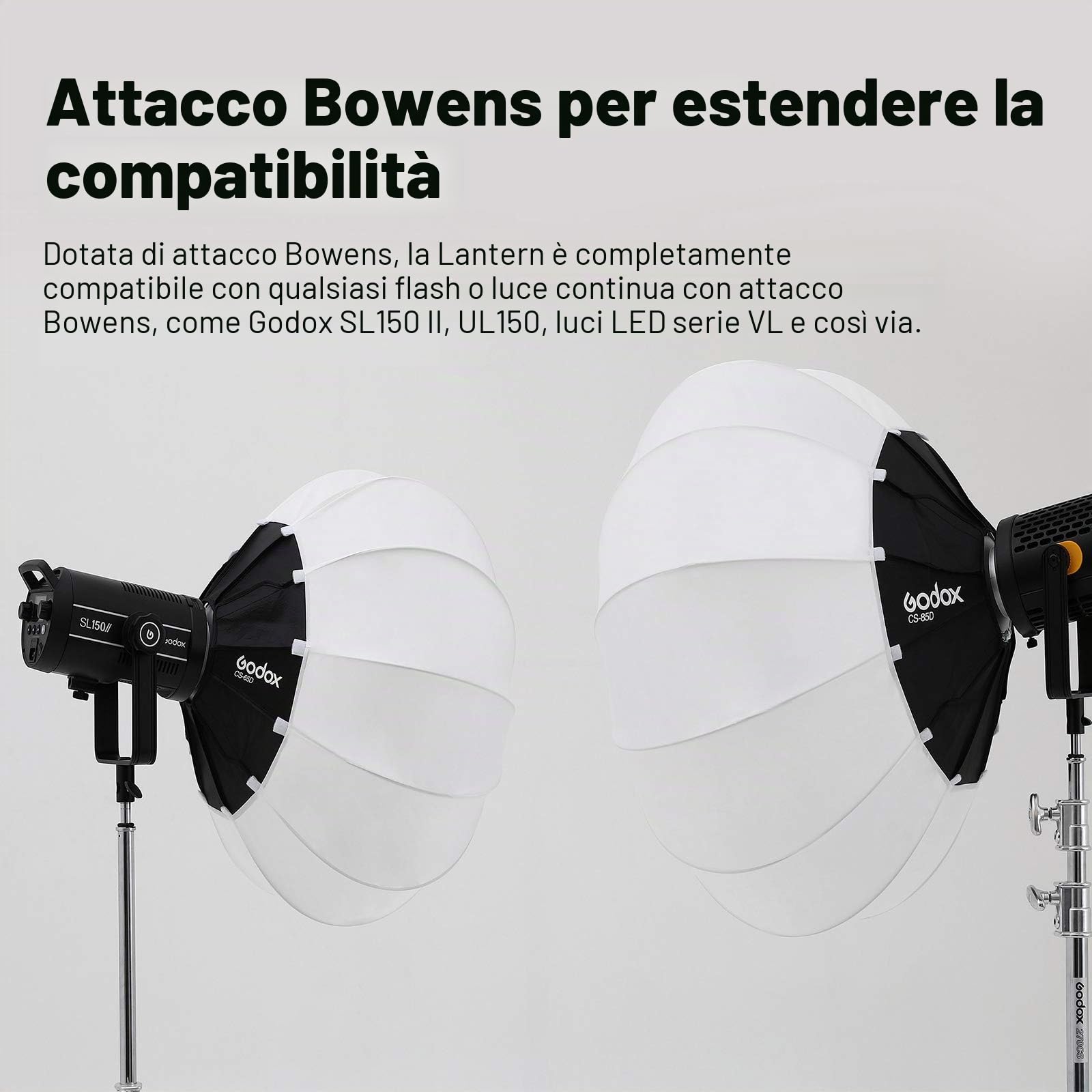 GODOX CS-65D Lantern Softbox 65 cm,Supporto Bowens | Rapidamente da Installare,Pieghevole,Box Soft Globe per Foto,Ritratto,Studio,Video,Illuminazione Continua,Fotografia