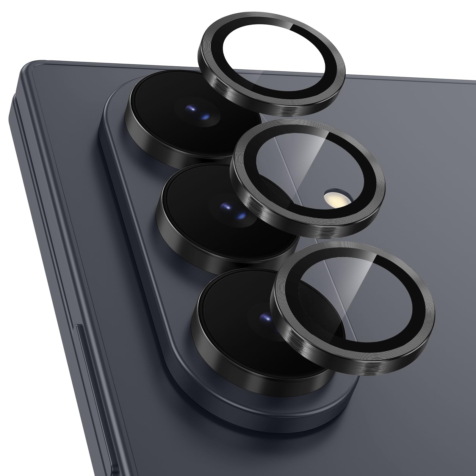 Meshine for Samsung Galaxy Z Fold 8 Ultra Camera Lens Protector,Scratch Proof,Strong Adsorption,9H Hardness with Metal Ring Camera Cover,Case Friendly,Accessories Lens Protector,Black