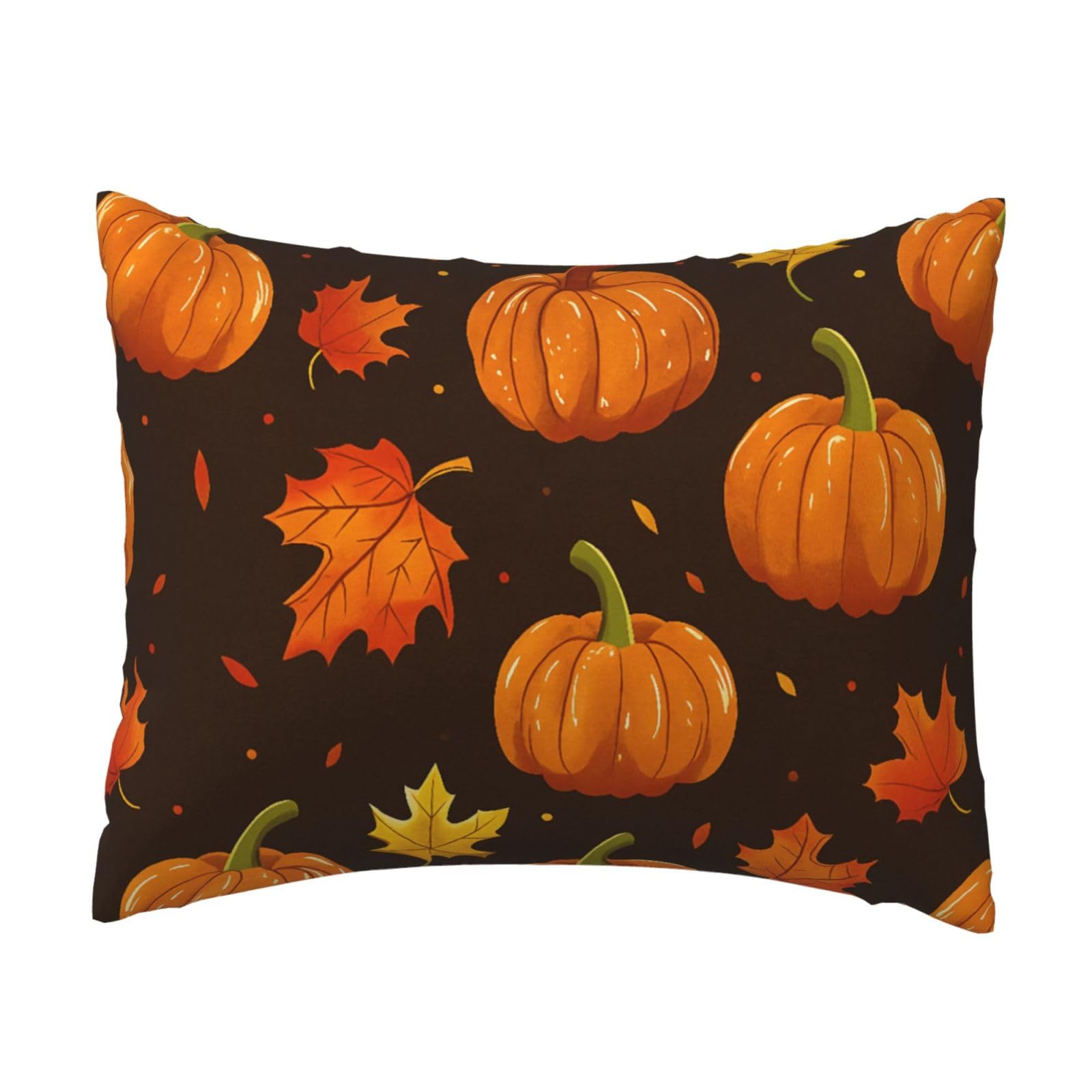 Autumn Pumpkin and Maple Leaf Pillowcase Soft Plush with Zipper Decorative Pillowcovers 16x20 in