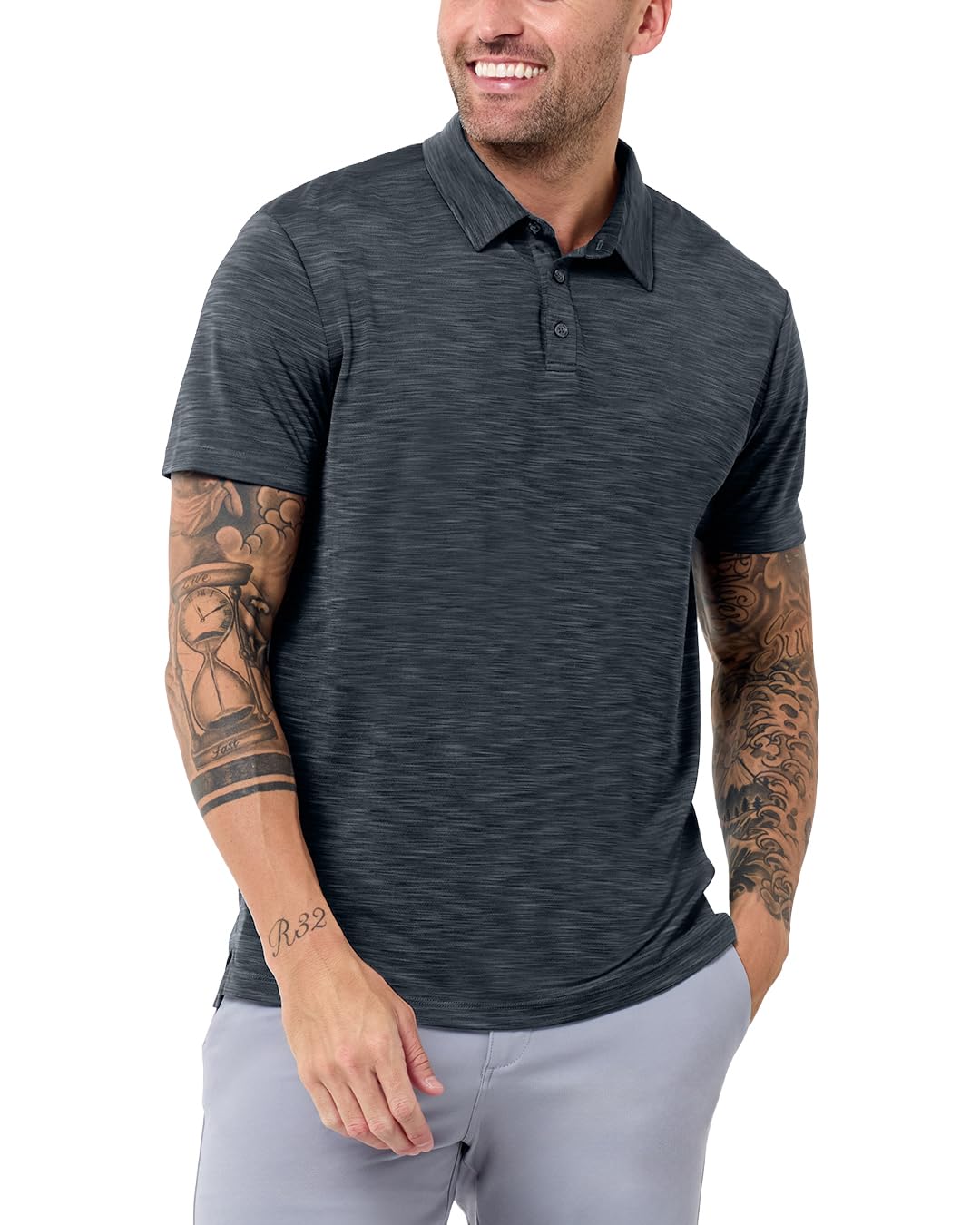 INTO THE AM Dri Fit Polo Shirts for Men S - 4XL Moisture Wicking Golf Polos Athletic Performance