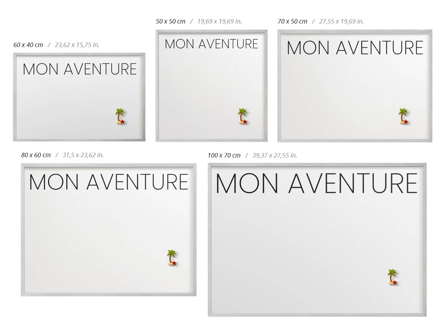 Plaque Aimantée pour Magnets 60x40 cm | Cadre Argenté | Mon Aventure | Tableau Magnétique Mural | Pour Amateurs de Voyage | Présentoir de Cartes Postales, Magnets Souvenirs | Décoration Maison