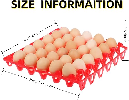 Miniatura 5 de Paquete de 8 bandejas de huevos de plástico para huevos de 30 huevos para granjeros caseros, cajas apilables para huevos con capacidad para