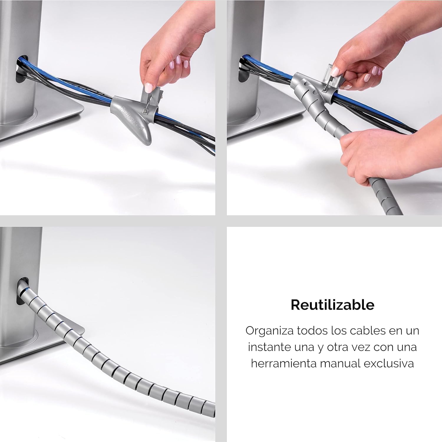 Spirale Avvolgi Cavo Flessibile, 1,5M Ø18mm Guaina per Cavi Flessibile, Raccogli Fili Raccogli Spiralato, con Fermaglio Guidafilo per Organizzare Cavi Di Tv, Computer, Home Theatre 9368012