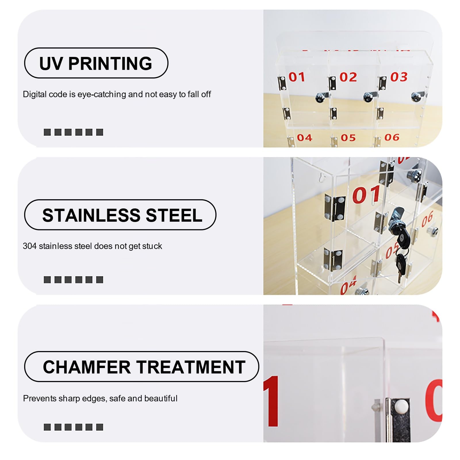 Casier Transparent pour Téléphone Portable, Boîte de Verrouillage en Acrylique pour Salle de Classe, Casier de Rangement pour Téléphone Portable avec Serrures de Porte et Clés