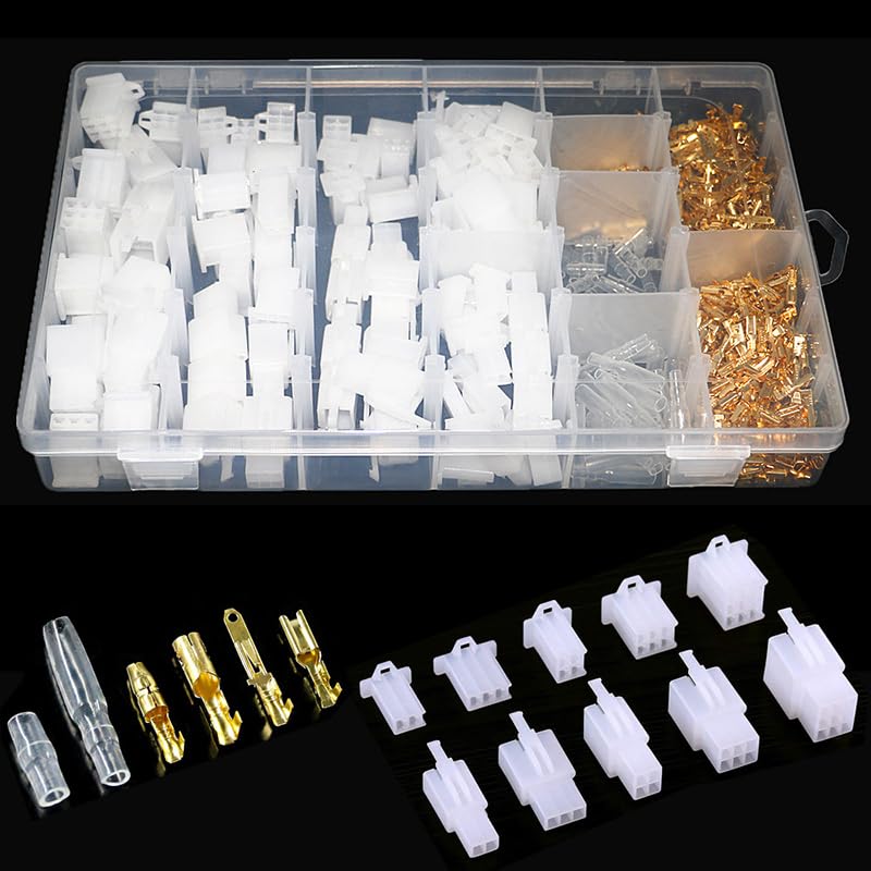 700 piezas de 2,8 mm, 2, 3, 4, 6, 9 pines, conector de cable eléctrico automotriz de 2,8 mm, kits de terminales de cable macho y hembra for motocicleta, bicicleta eléctrica y coche.