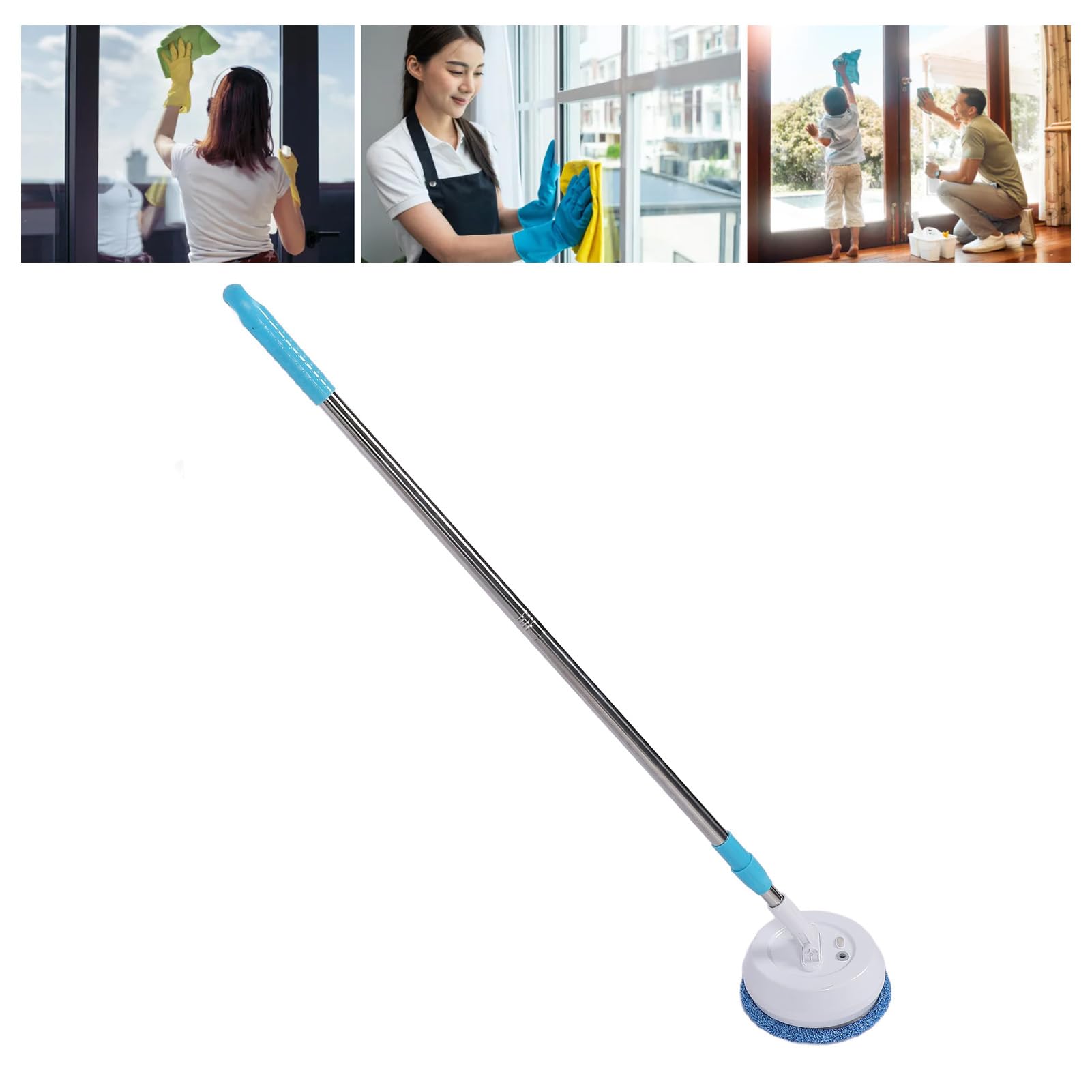 Potente trapeador eléctrico inalámbrico con cabezal flexible y mango telescópico, ideal para suelos, ventanas y techos, incluye (estilo 2) para una limpieza eficiente
