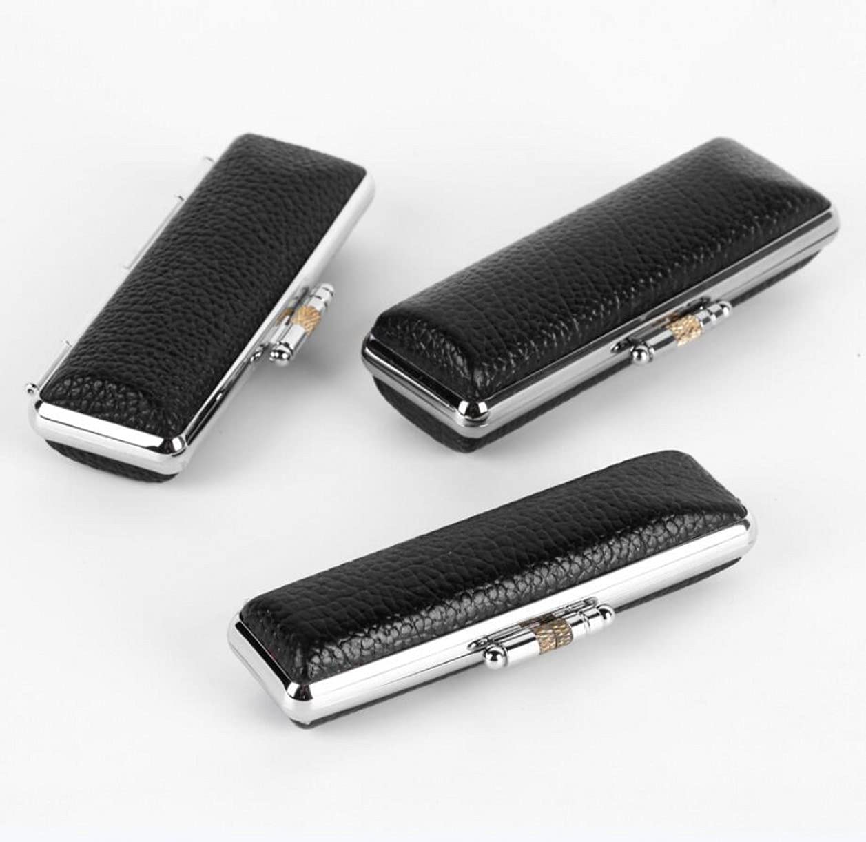 ZHONGJIUYUAN Caja de almacenamiento rectangular portátil para sellos redondos de nombre chino con almohadilla de tinta roja, mini sellos de metal de madera, organizador de joyas, (negro, 0 ~ 18 mm), 1