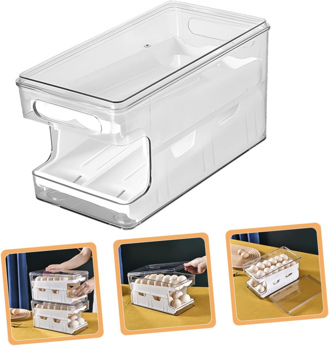 Double-layer Dispenser for Refrigerator Storage Container for Kitchen Ample Capacity Organizer Space-saving Design for Easy Retrieval and Visibility