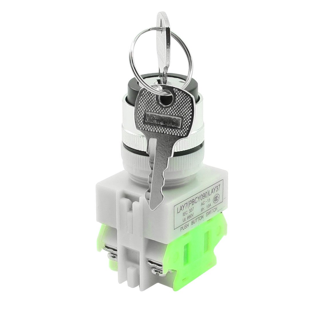 Sourcingmap On/Off/On Rotary Selector Select Switch W 2 Keys DPST, Green, White, Silver Tone, Black