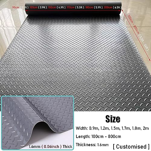 Alfombrilla de goma extragrande antideslizante gris con placa de diamante para piso 2