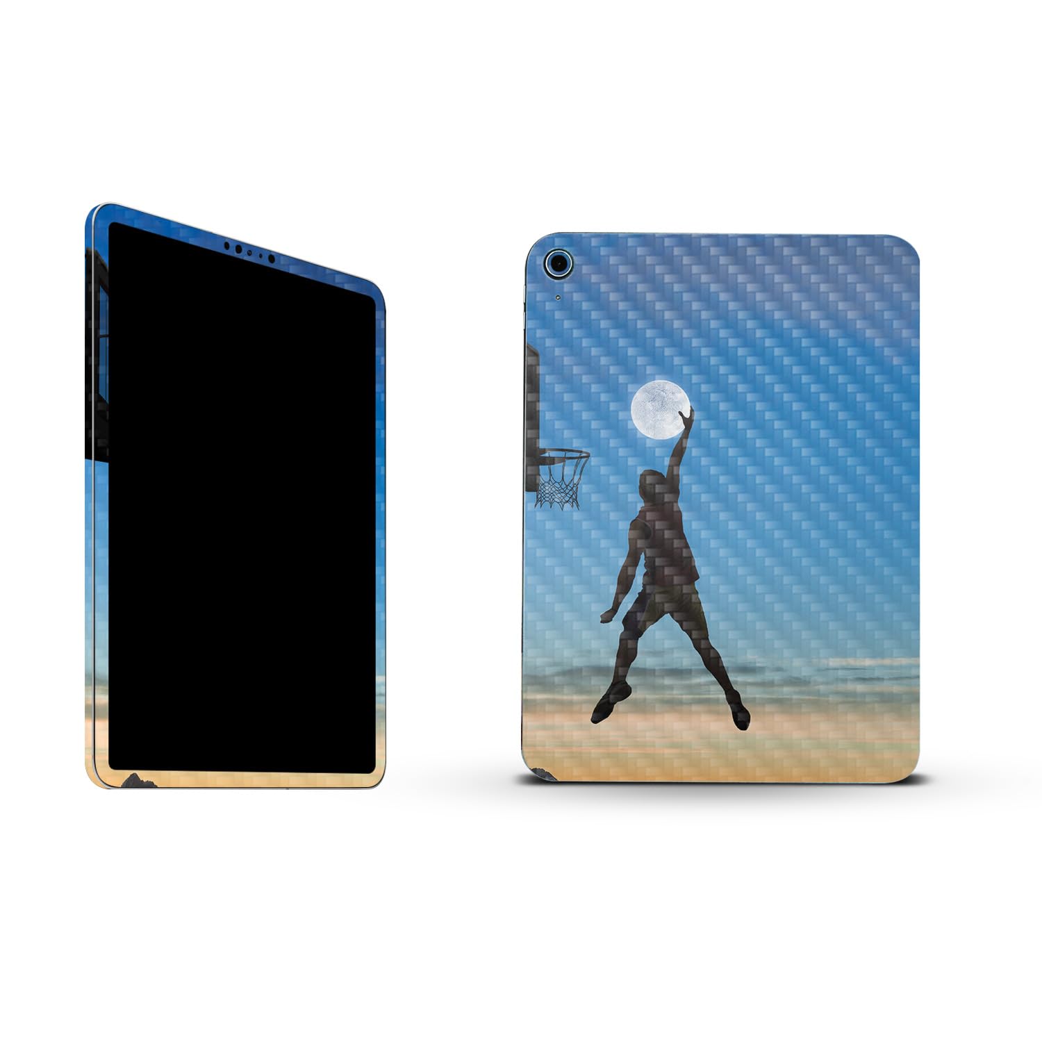 MightySkins Carbon Fiber Skin Compatible with Apple iPad 10.9" 10th Gen (2022) Full Wrap Kit - Moon Dunk | Protective, Durable Textured Carbon Fiber Finish | Easy to Apply | Made in The USA