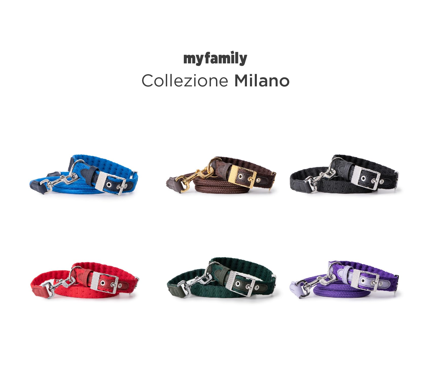 MyFamily Collar De Perro Ajustable En Nylon Made In Italy, Acabado Metálico En Bronce Blanco, Cómodo Y Resistente, Hecho A Mano, Colección Mlano