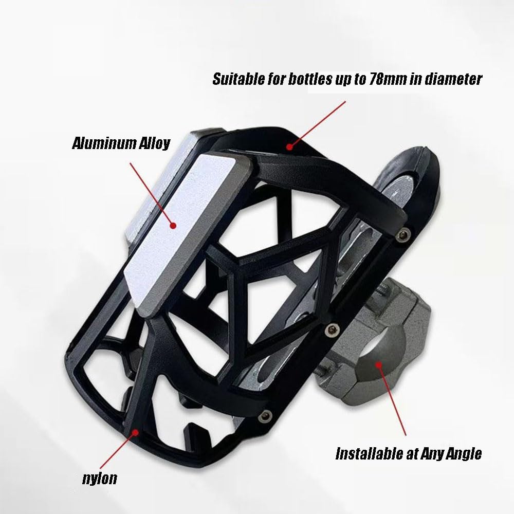 Porte-Gobelet Moto pour CB500X CB 500X CB500 X, Porte-Bouteille Fixation Guidon, Support de Boisson à Pince pour Tube Pare-Carter Accessoire Extérieur,Black
