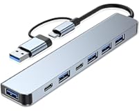 VIENON Aluminum USB C & USB Hub 7-in-1 with USB 3.0, USB-C Ports for PC/Laptops/MacBook Pro/Air/iMac/iPad and More Devices