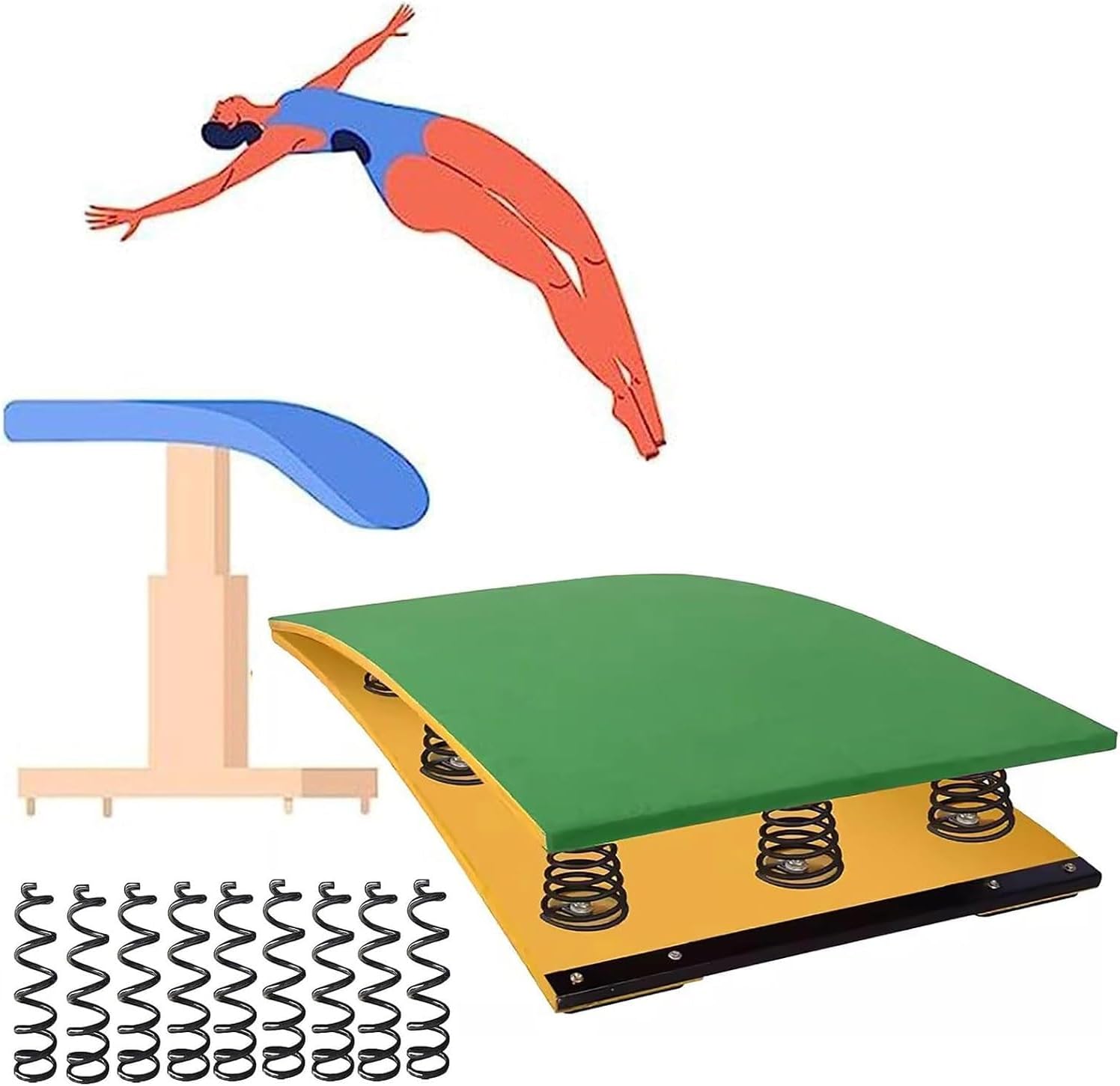 High Jump Spring Board Gymnastics Center Professional Springboard Indoor Outdoor Athletic Training/Gymnastics Training Vault Sport Equipment Hardwood Curved Springboard Landing practice art project as