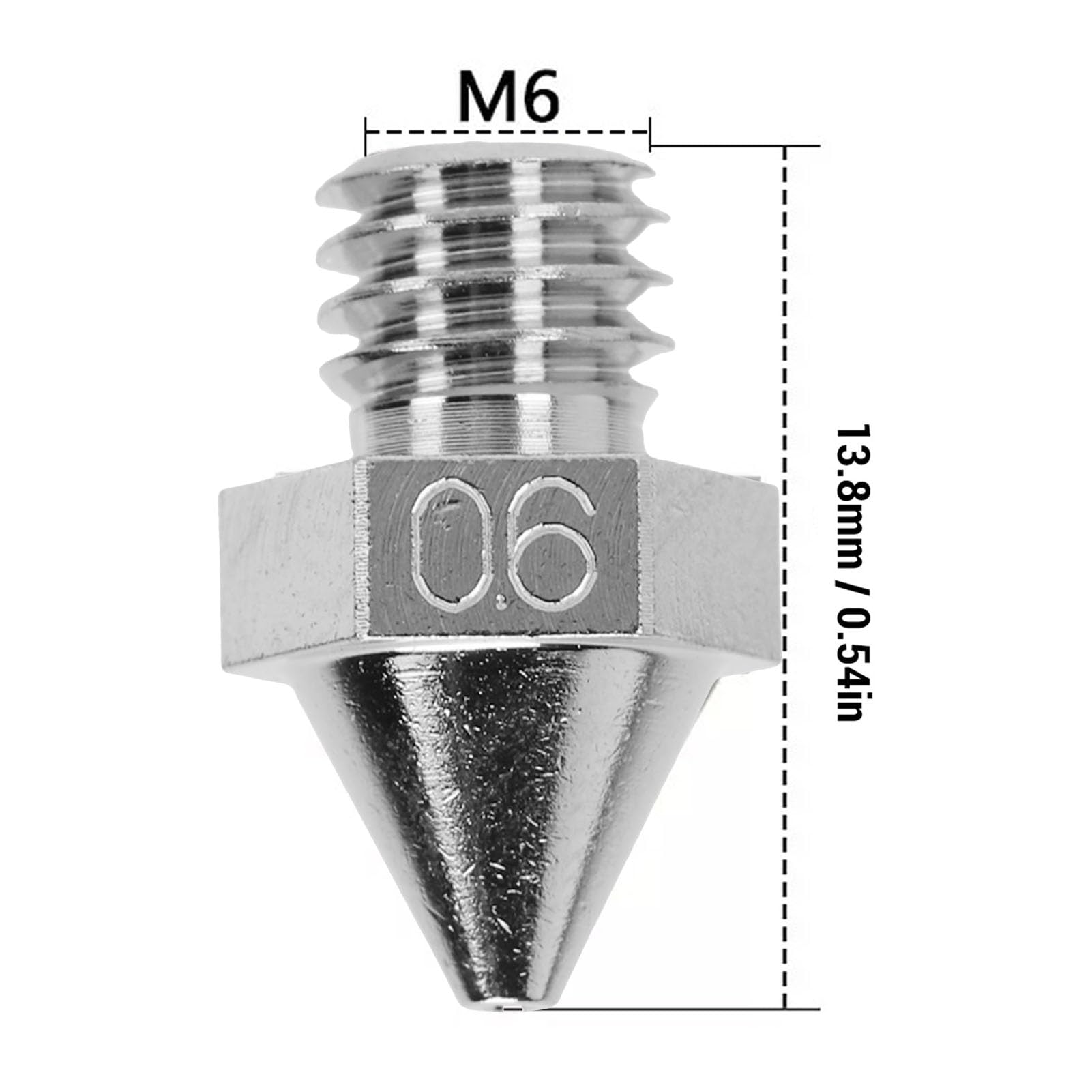 YWBL-WH Set di Ugelli per Stampante 3D 4 Pezzi, Ugello in Lega Ad Alta Durezza 0,2mm 0,4mm 0,6mm 0,8mm, Connessione Senza Soluzione di continuità, per Raise3D N Pro2 Pro3 Serie E2