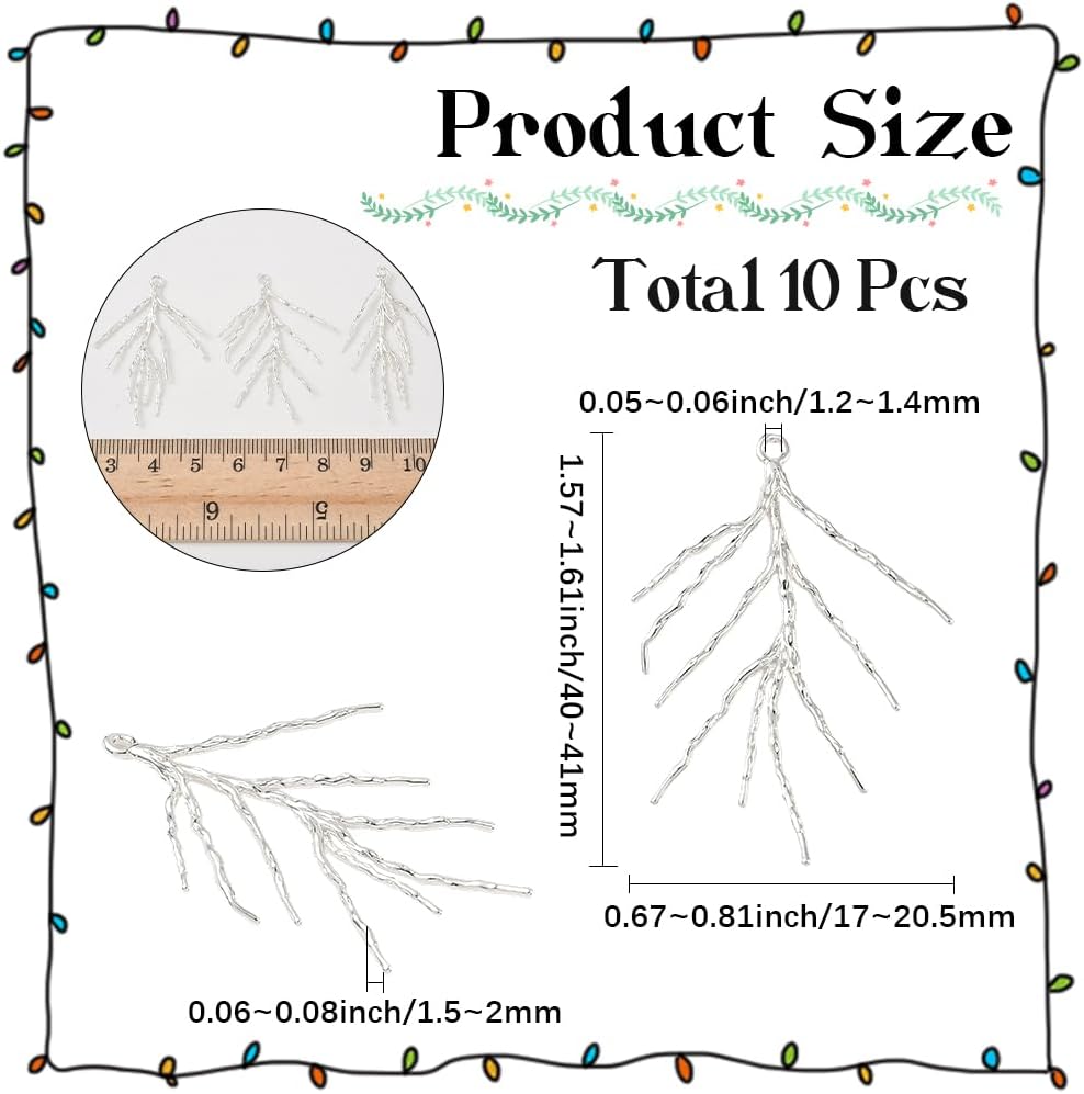 SUNNYCLUE 1 Box 10Pcs Branch Shape Blanks Claw Pendant Trays Bulk Silver Brass Empty Prong Bezel Adjustable Cage Stone Holder Charm for Jewelry Making DIY Necklace Craft Finding Supplies Women Adults - Image 2