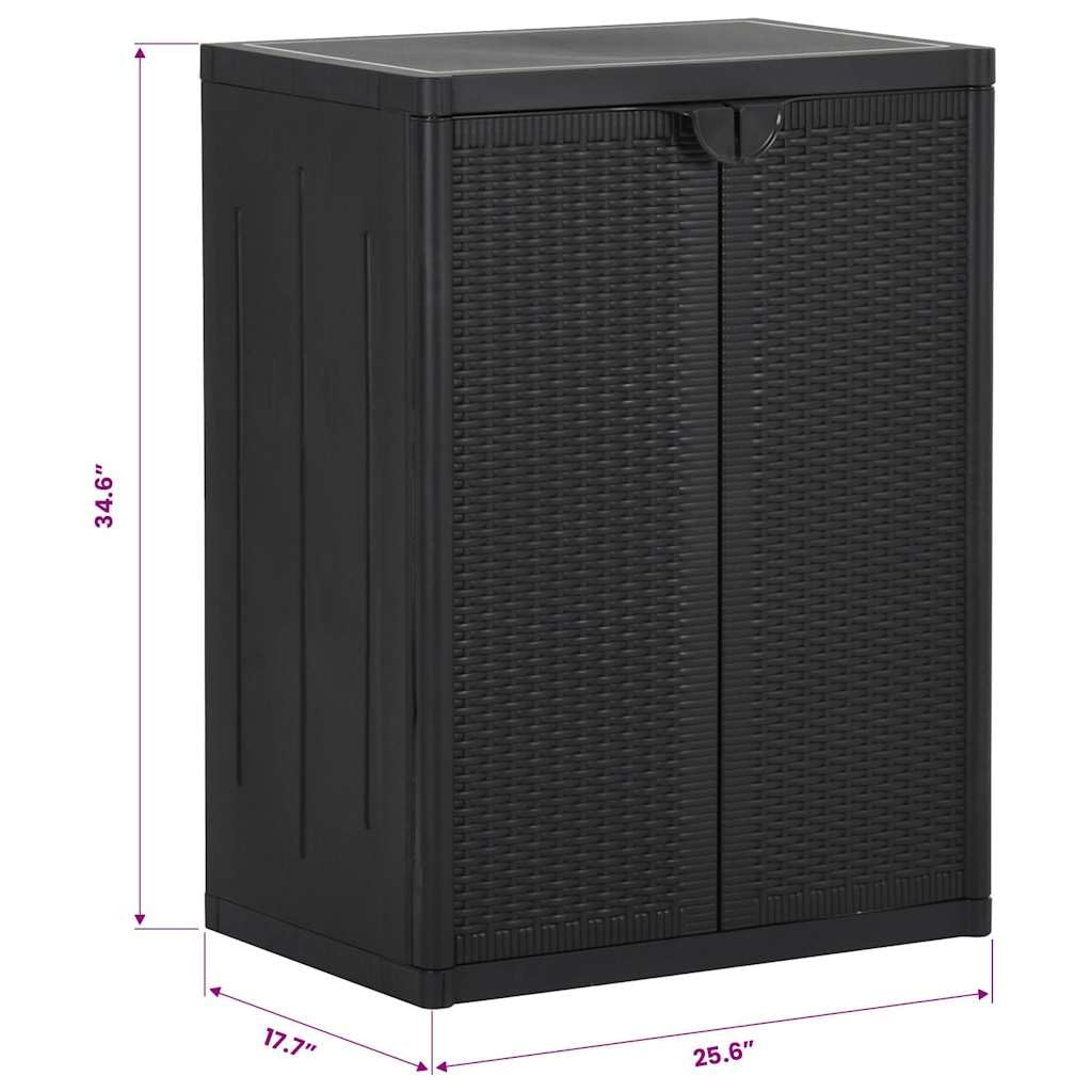 vidaXL Gartenschrank Kunststoffschrank Haushaltsschrank Spindschrank Schrank Spind Terrassenschrank Balkonschrank Schwarz 65x45x88cm PP Rattan