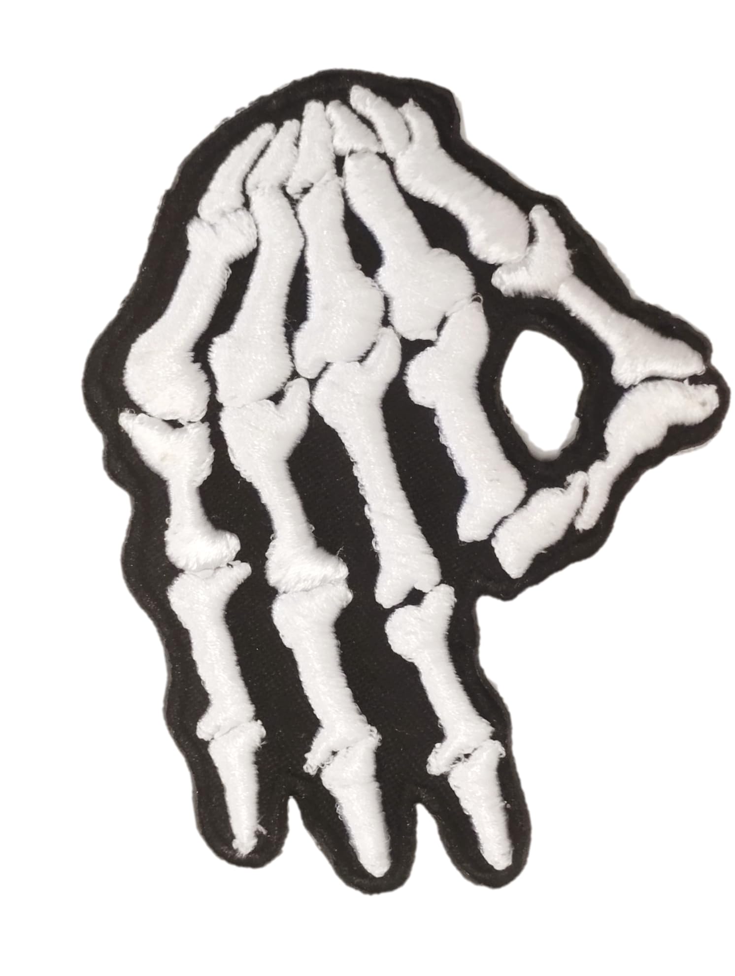 PatchClub Skeleton Hand Circle Game Patch, OK Sign Scuba Diving Applique, 3.5 in - Fully Embroidered - Realistic Skeleton Patch Iron On/Sew On