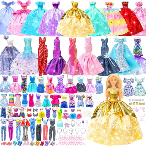 Style Shine Doll Clothes and Accessories Set, Wedding Gowns, Evening Dresses, Fashion Dresses, Casual Outfits Top and Pant, Swimsuit Bikini, Hangers, Shoes and Accessories Toys for Girl Birthday Gift