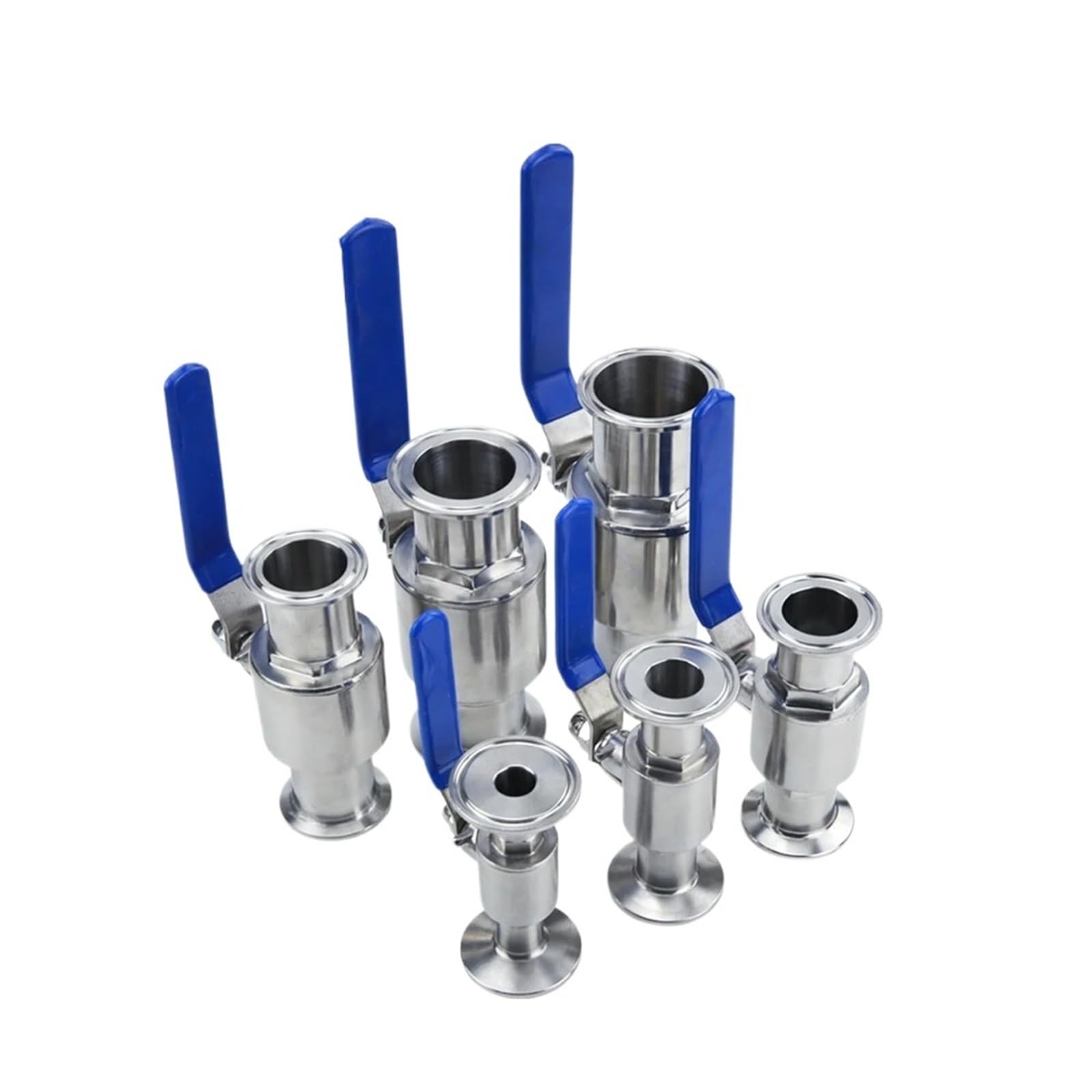 Vanne boisseau sphérique inox 304 triple collier serrage passage intégral