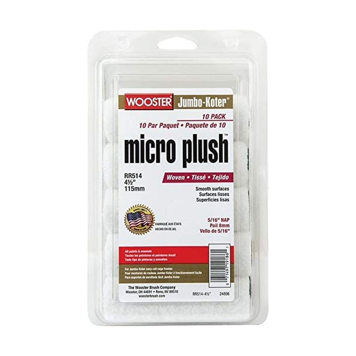 Wooster RR514 4.5 inch Jumbo-Koter Micro Plush 5/16 Inch Nap - Pack of 10