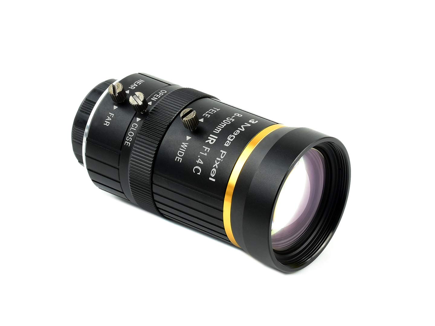 Waveshare Quality Industrial Zoom Lens 8-50mm Adjustable Focal Length with Adjustable Angle of View C-Mount Compatible with Raspberry Pi Camera