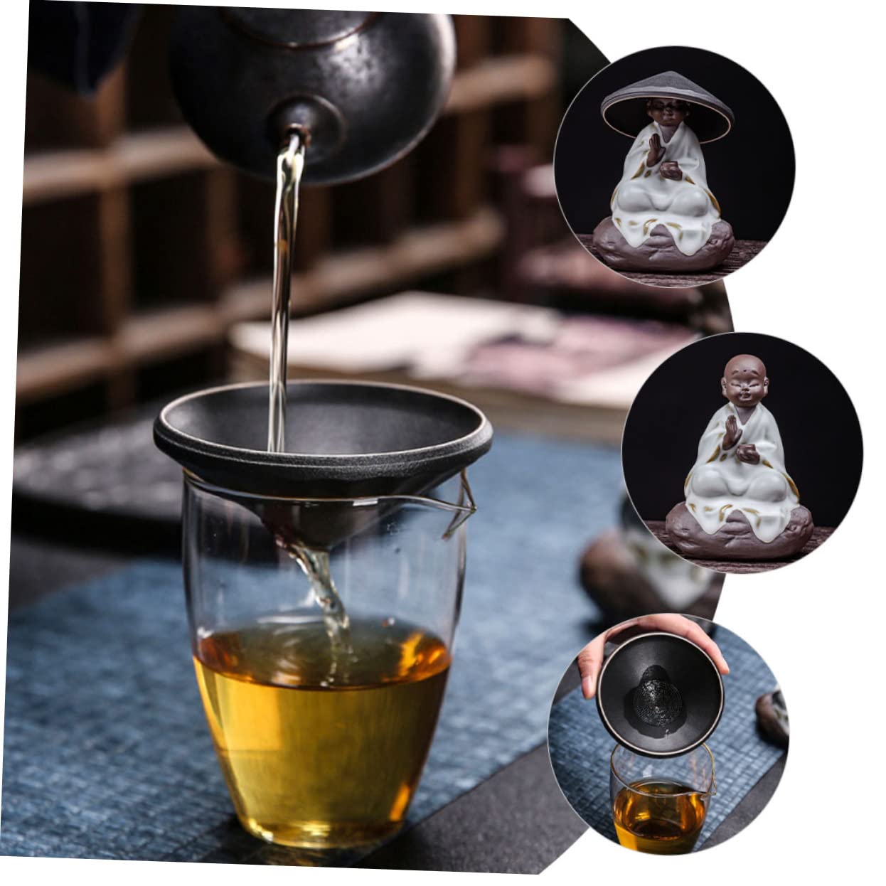 Mikinona 1juego Infusor De Té Cerámico Diseño De Monje Colador De Té Estilo Zen Para Decoración De Escritorio y Uso Práctico