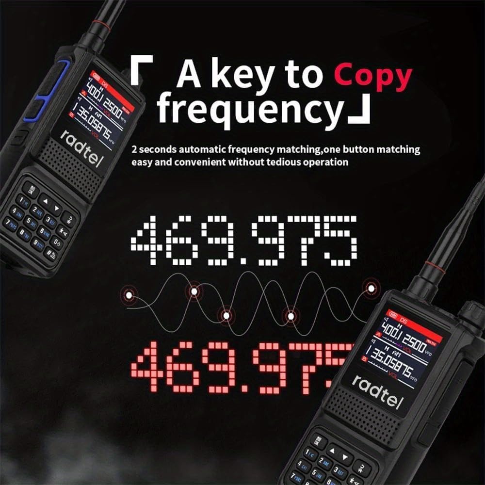Radtel RT-470L 5W 6 Band Two-Way Amateur Radio 256CH Air Band Walkie Talkie NOAA LCD Colour Police Aviation Scanner