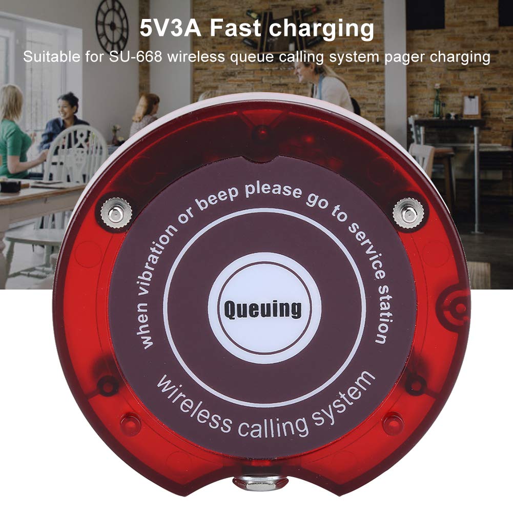 Queue Calling System,Pager Adapter Charging Base System Restaurant Call Coaster Pagers Long Range Paging System for Restaurant (US Plug)