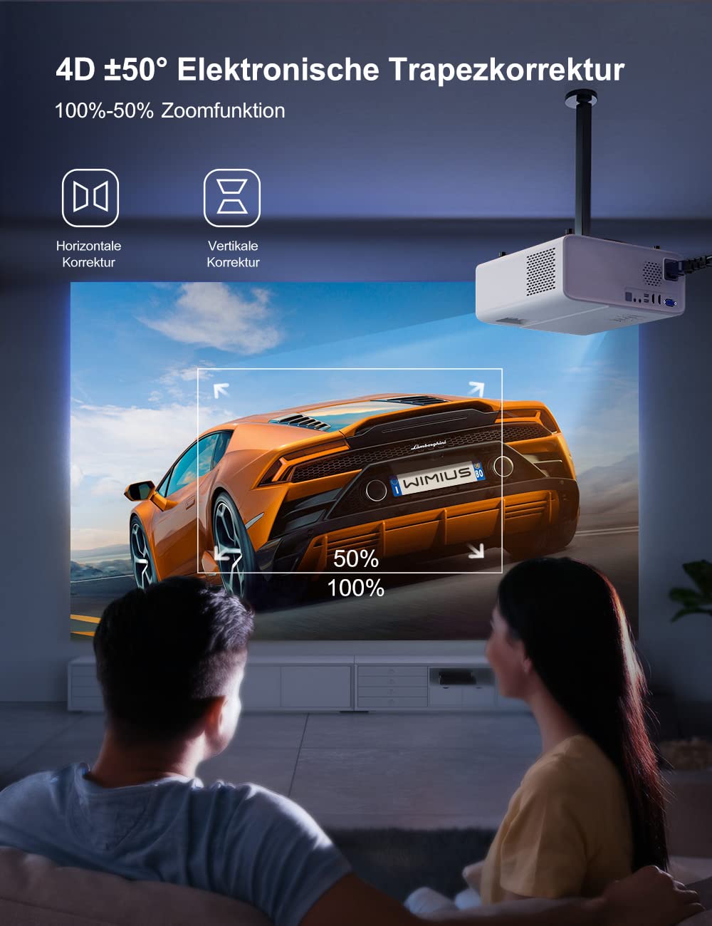 Proiettore Full HD 5G WiFi Bluetooth WiMiUS 9500 Lumens 1080P Supporta video 4K Home Theatre Proiettore