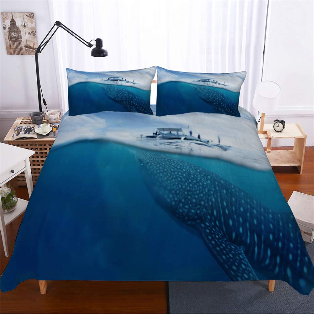 Set Copripiumino 3D Con Delfini E Mare Blu, Morbido In Microfibra 100% Poliestere, Con Federe, Taglie 135x200, 200x200, 220x240, Per Letto Singolo O Matrimoniale - 4