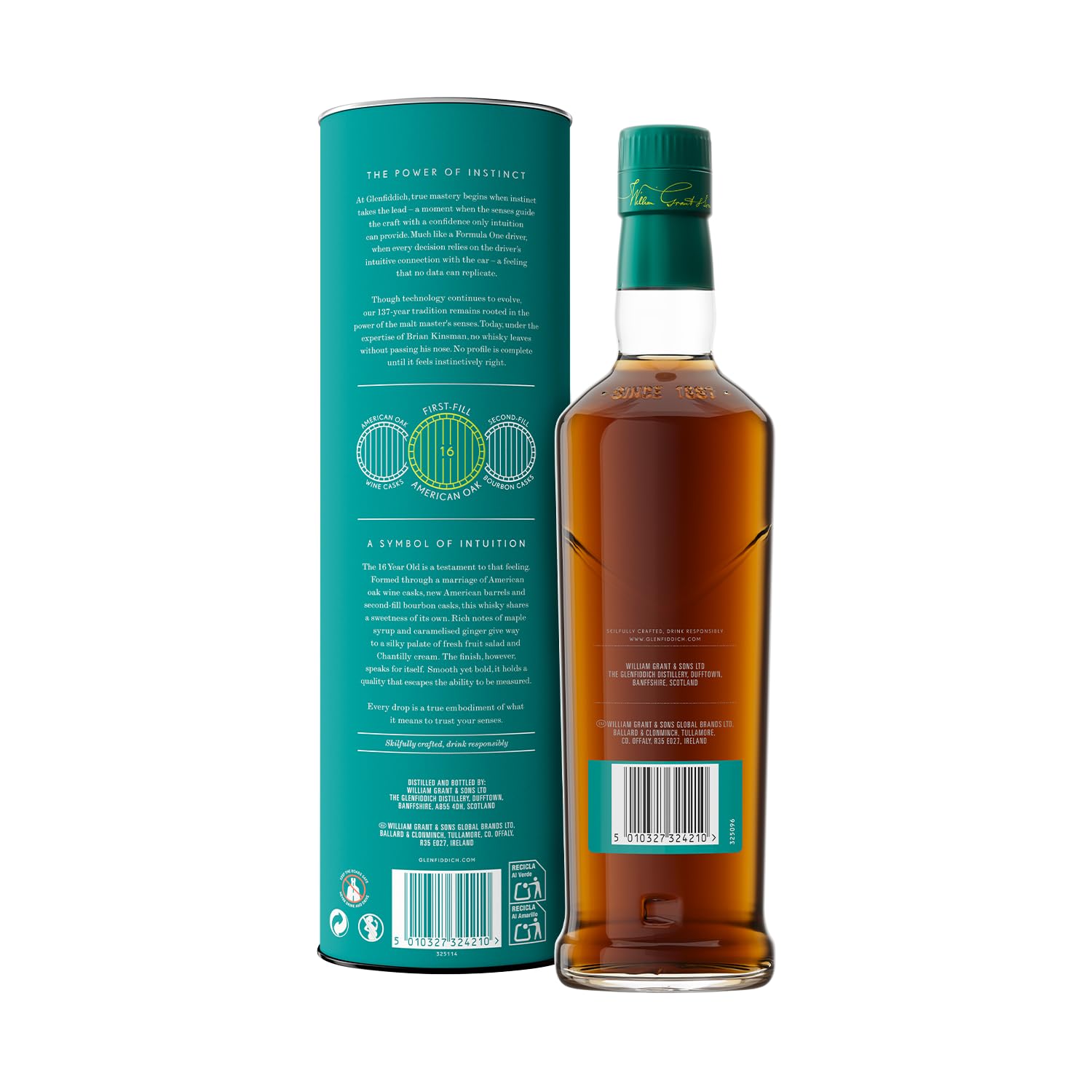 GLENFIDDICH Whisky Escocés Single Malt 16 Años, 70 cl – Edición Limitada | Intenso y complejo | Envejecido en barricas de roble americano | Colaboración Aston Martin F1® | 43% vol