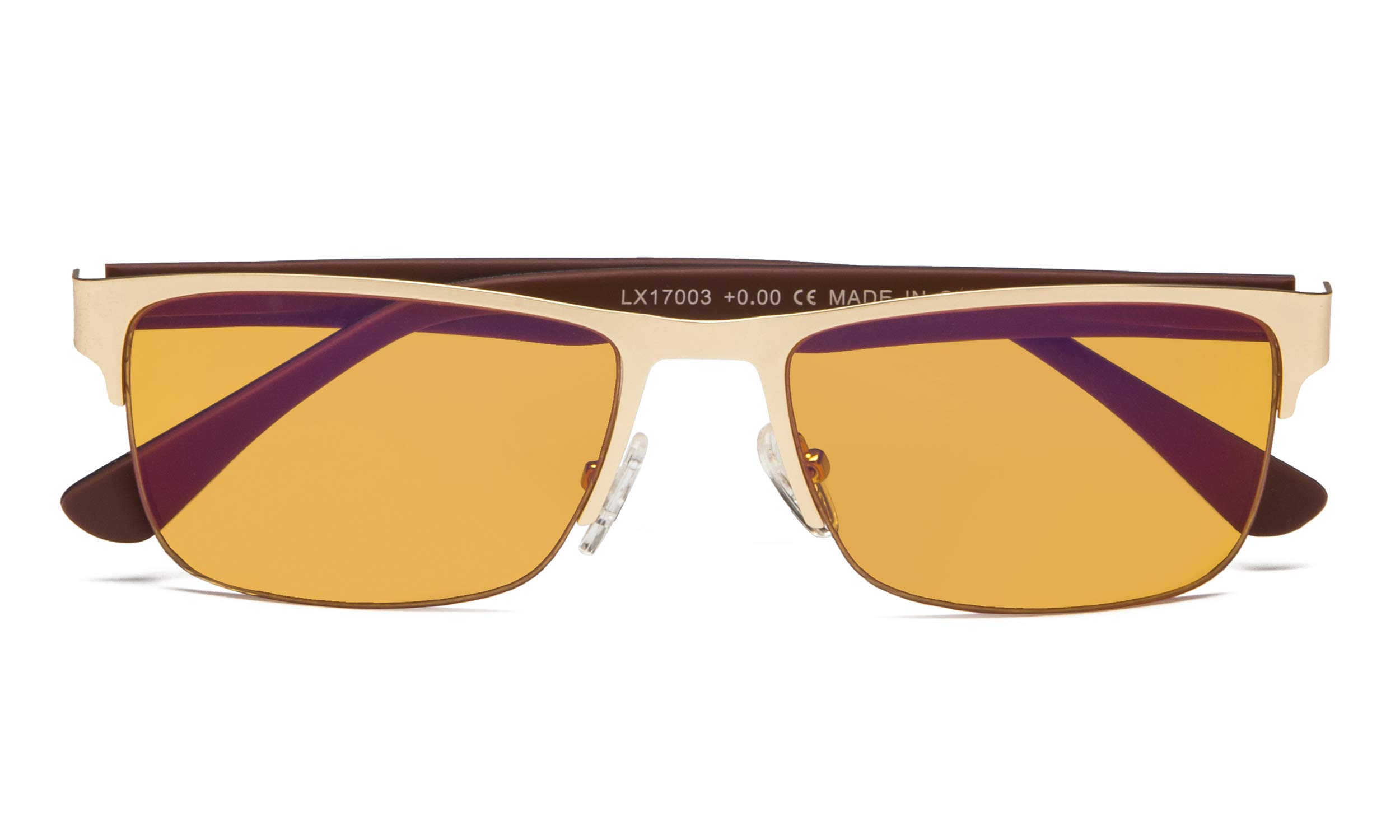 Eyekepper Computer Glasses with Half-Rim Frame Orange Tinted Lens Gold
