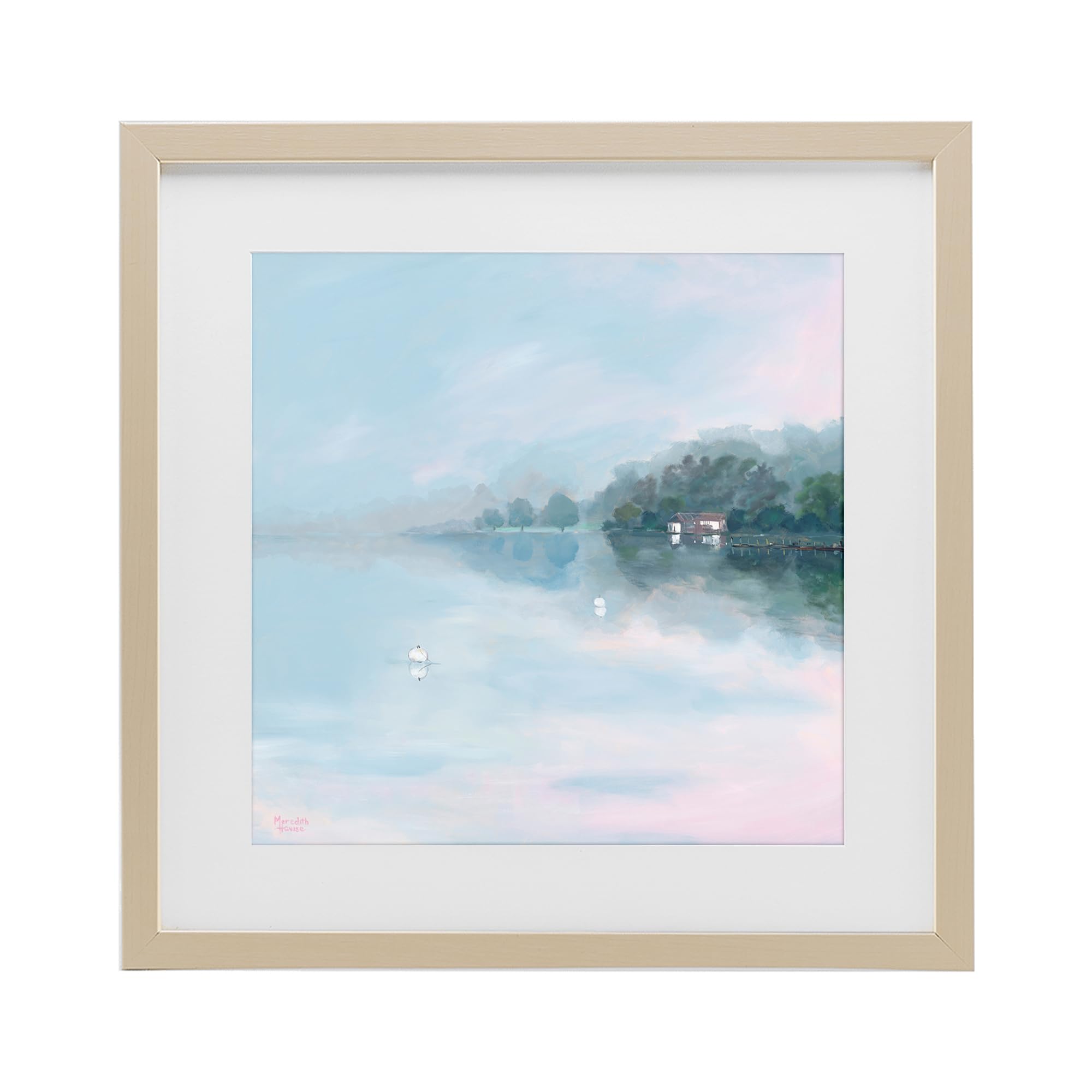 Stupell Industries Harvest Pine (Textured) 'Morning At Lake Windermere'| Framed Print Under Glass