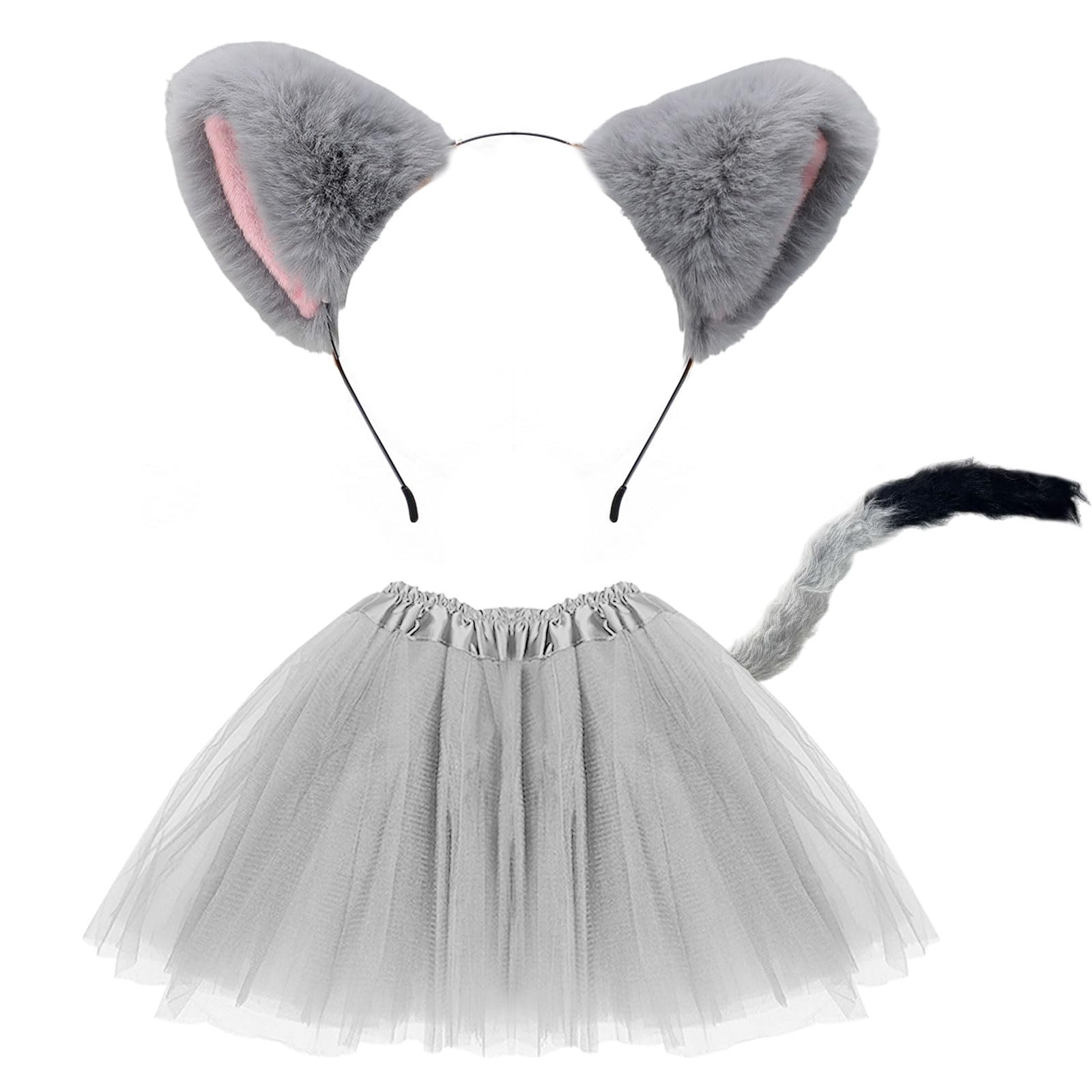 FUIPVGI 3 Piece Fox Costume Included Fake Fox Ears Headband Fox Tail Tutu Skirt Set for Adults Children Costume Fox Cosplay Halloween Costume