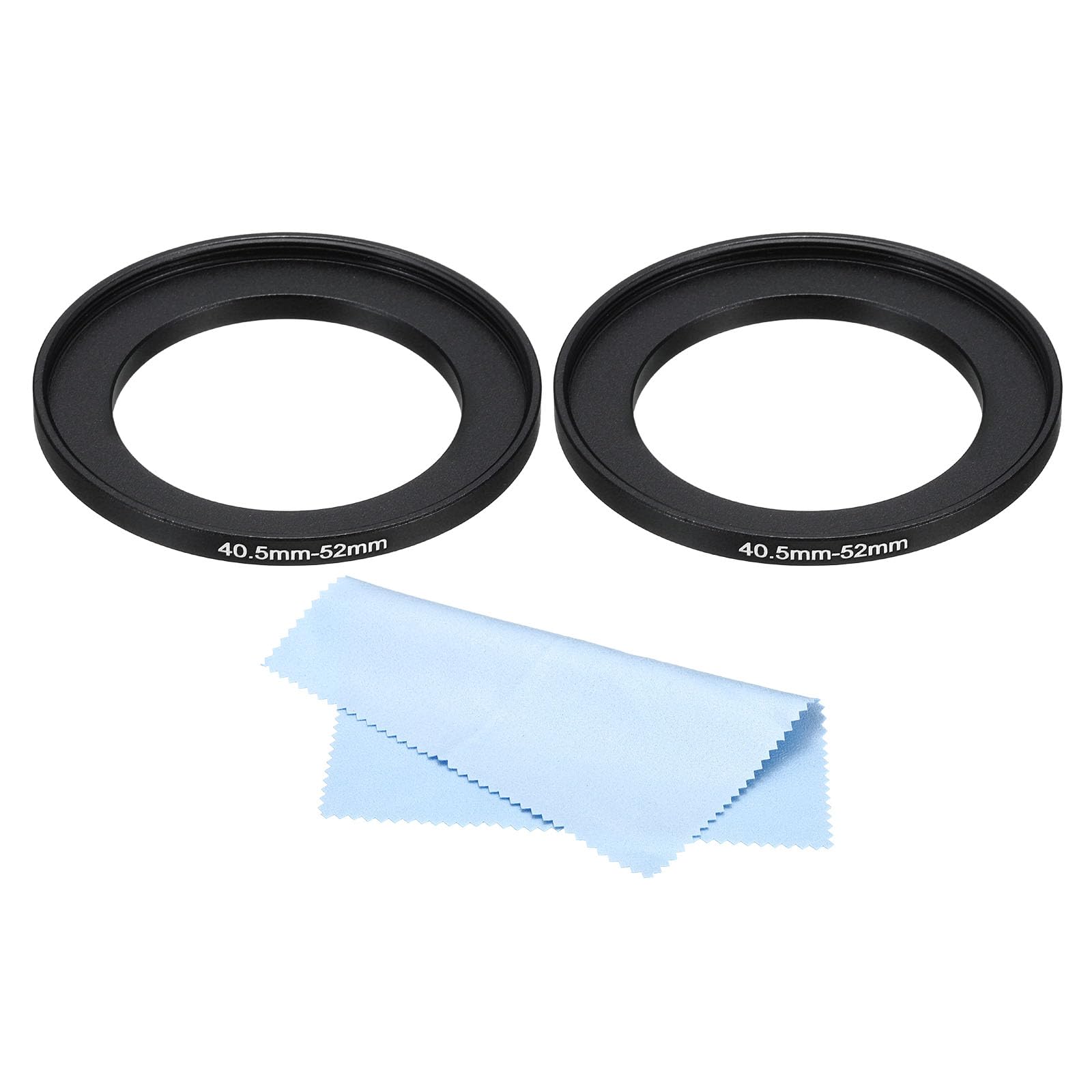 PATIKIL 40.5mm-52mm Metal Step Up Ring with Cleaning Cloth, 2 Pack Camera Lens Filter Adapter Ring Aluminum Filter Adapter Ring for Camera Lenses Hood