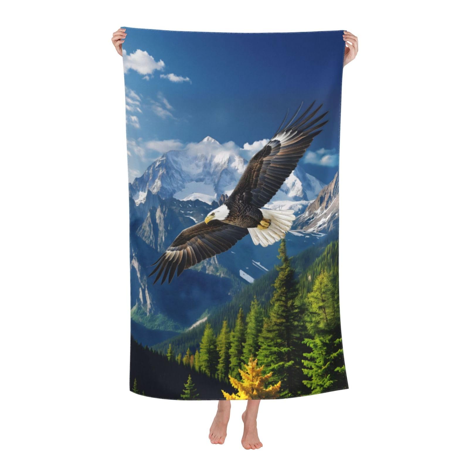 HLBSDM Bald Eagle Beach Towel 31inx51in Eagle Sand Free Microfiber Bath Towel Ultra Soft Quick Dry Pool Towel Absorbent Towel Lightweight Towel for Swimming Bathroom Decor