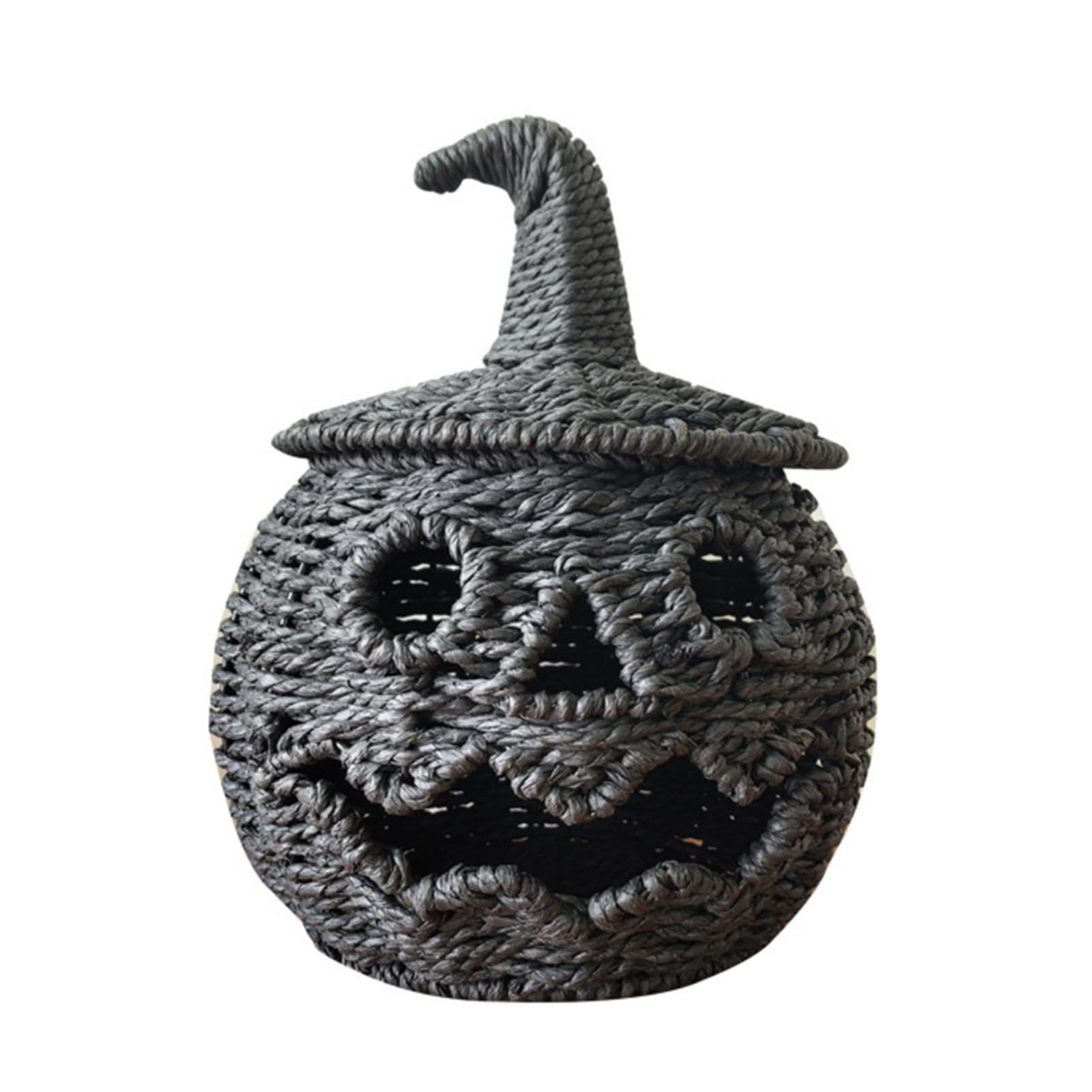 Pasisuu Halloween Pumpkin Lantern Decorations – Woven Straw Pumpkin Basket with Lid, Decorative Storage Centerpiece for Fall Window Display [object Object] [object Object]