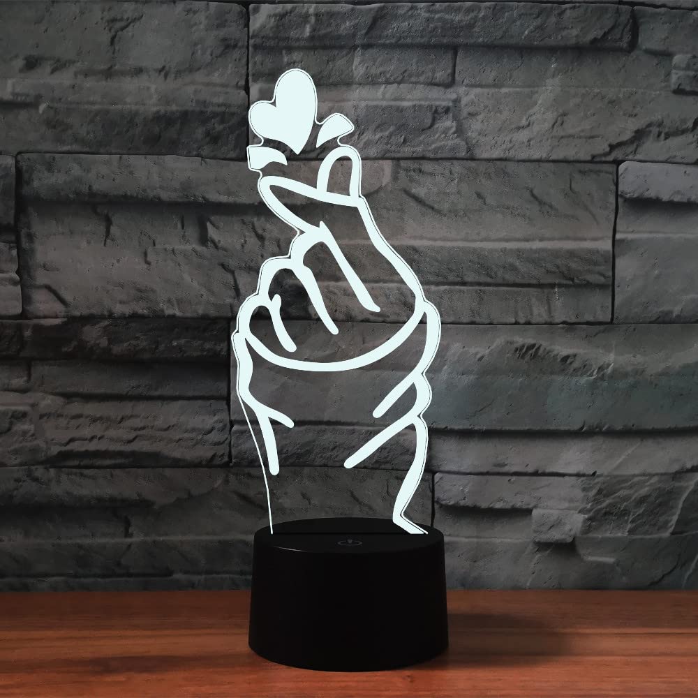 SUPERRUIDALONG 3D Hand Heart Gesture Night Lights with Remote Control 16 Color LED Table Lamp Children Bedroom Decor Gifts for Kids - Image 3