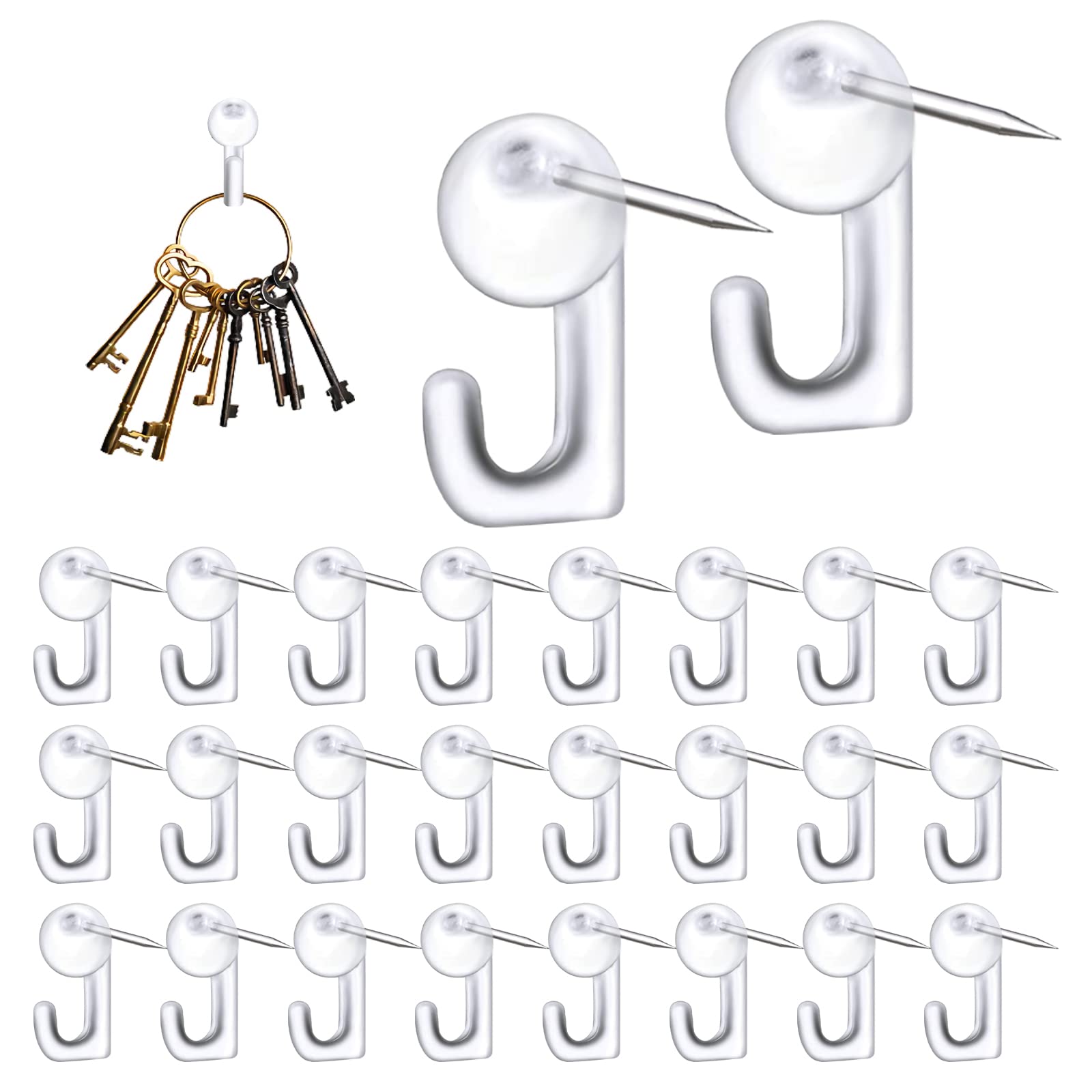 50 Pcs Push Pin Hooks, Plastic Heads Cork Bulletin Board