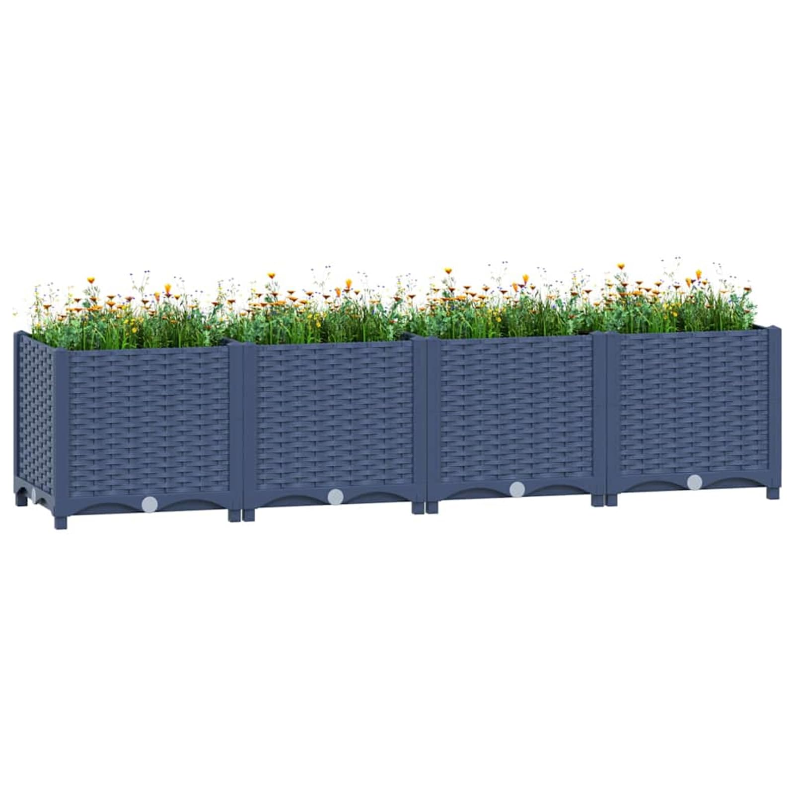 Homgoday Aiuola Rialzata in Polipropilene, 160x40x38 cm, Blu-Grigio, Perfetta per Giardino, Balcone o Terrazza