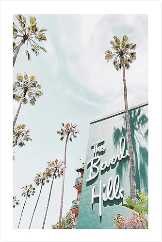 Miniatura 1 de Beverly Hills - Póster de hotel California decoración de pared de palma arte de pared de viaje 16 x 20 pulgadas